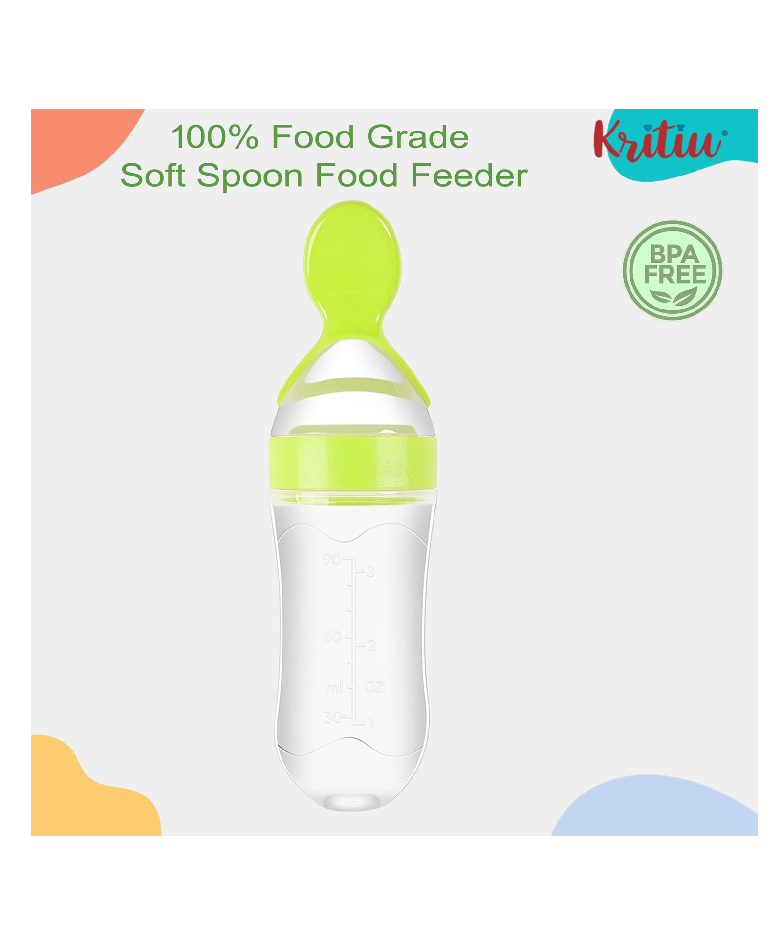 Kritiu Baby Squeezy Silicone Food Feeder Green - 90 ml-picture-31