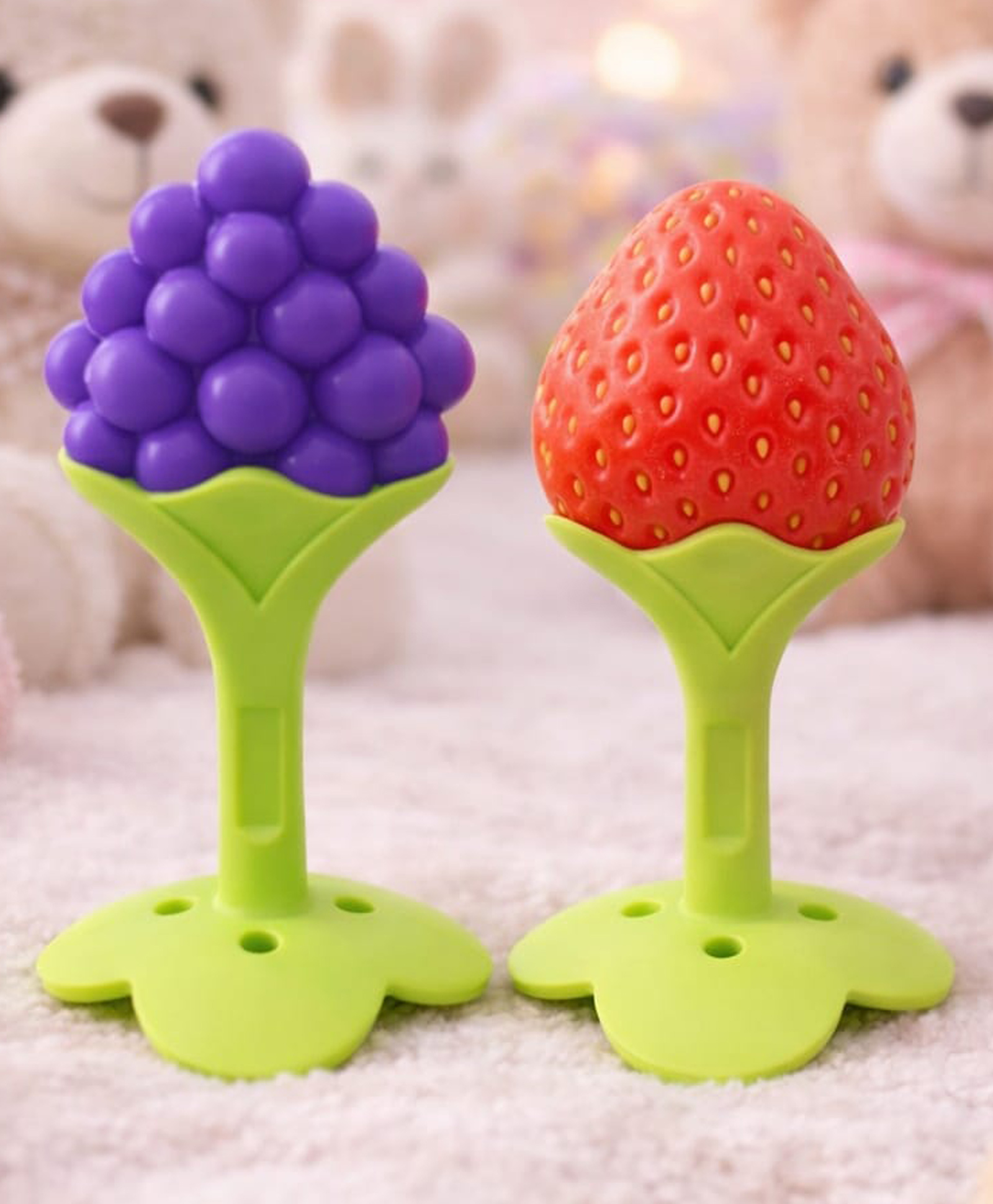 Kritiu Fruit Shaped Silicone Stand Teether  Pack Of 2 - Multicolor-picture-39