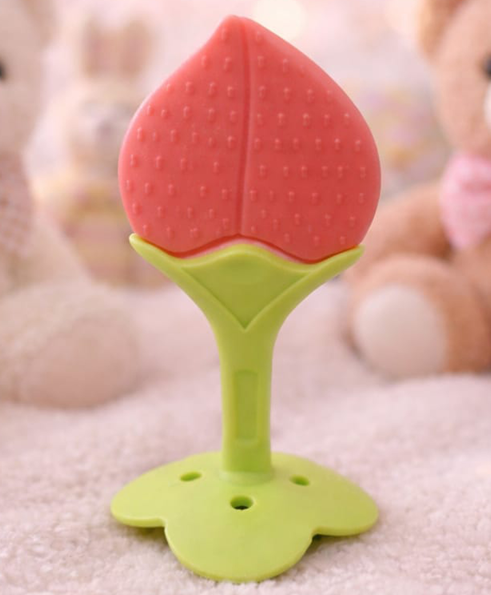 Kritiu Fruit Shaped Silicone Stand Teether - Peach-image-16