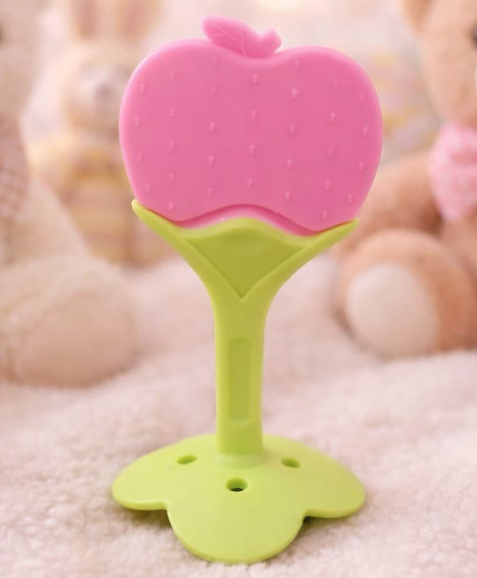 Kritiu Fruit Shaped Silicone Stand Teether - Pink-picture-24