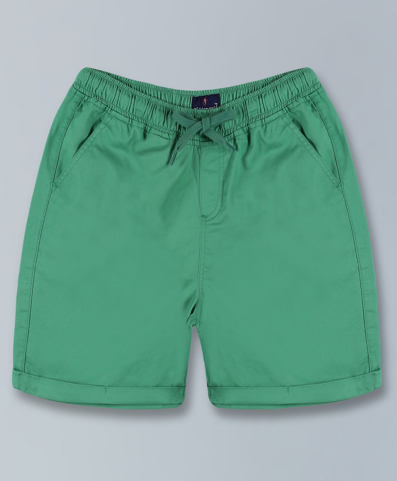 Kiddopanti Solid Roll Up Shorts - Green-image-15