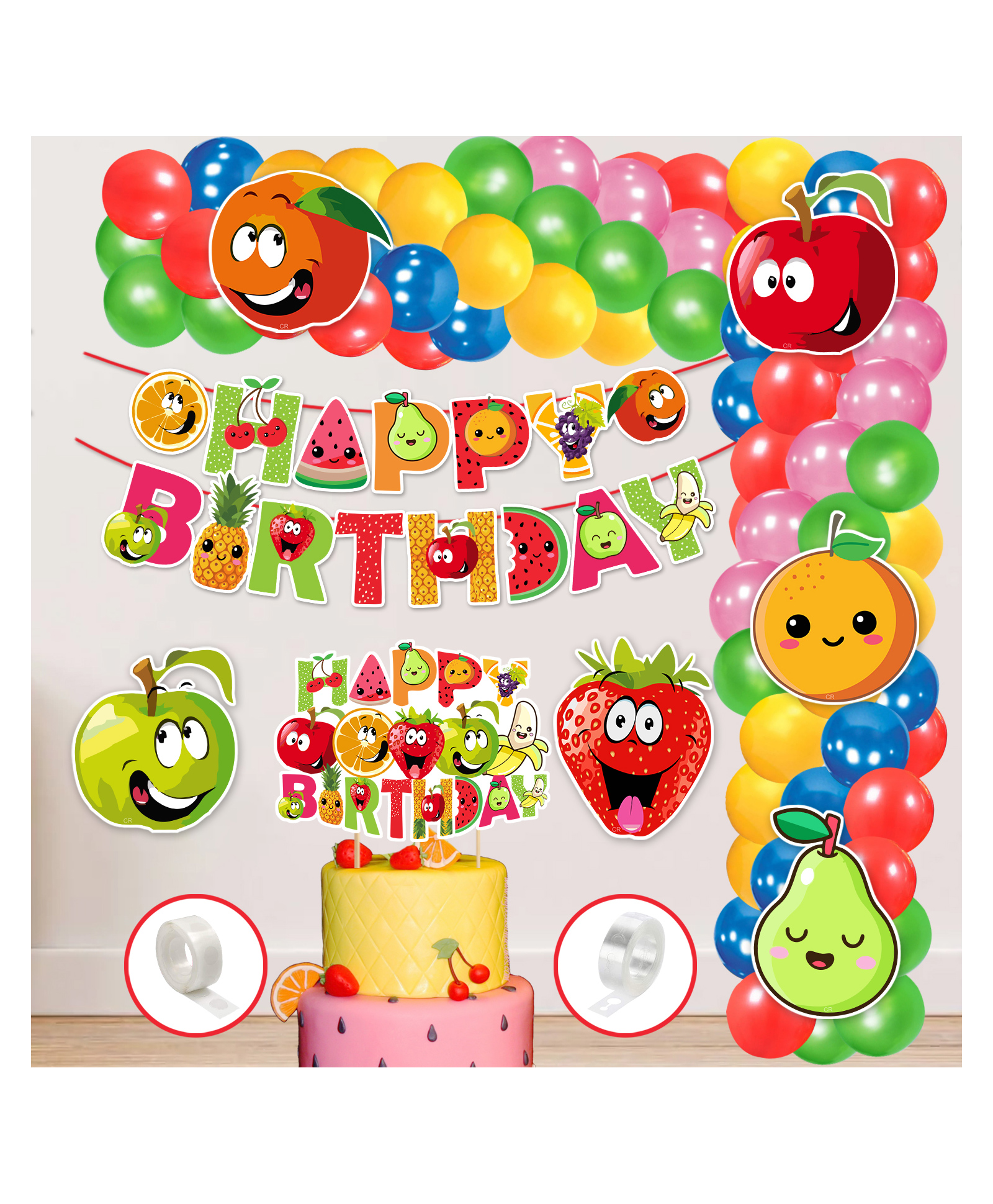Zyozi Fruit Theme Balloon arc decoration Kit Fruit Theme Birthday MultiColour - Pack of 60-image-32