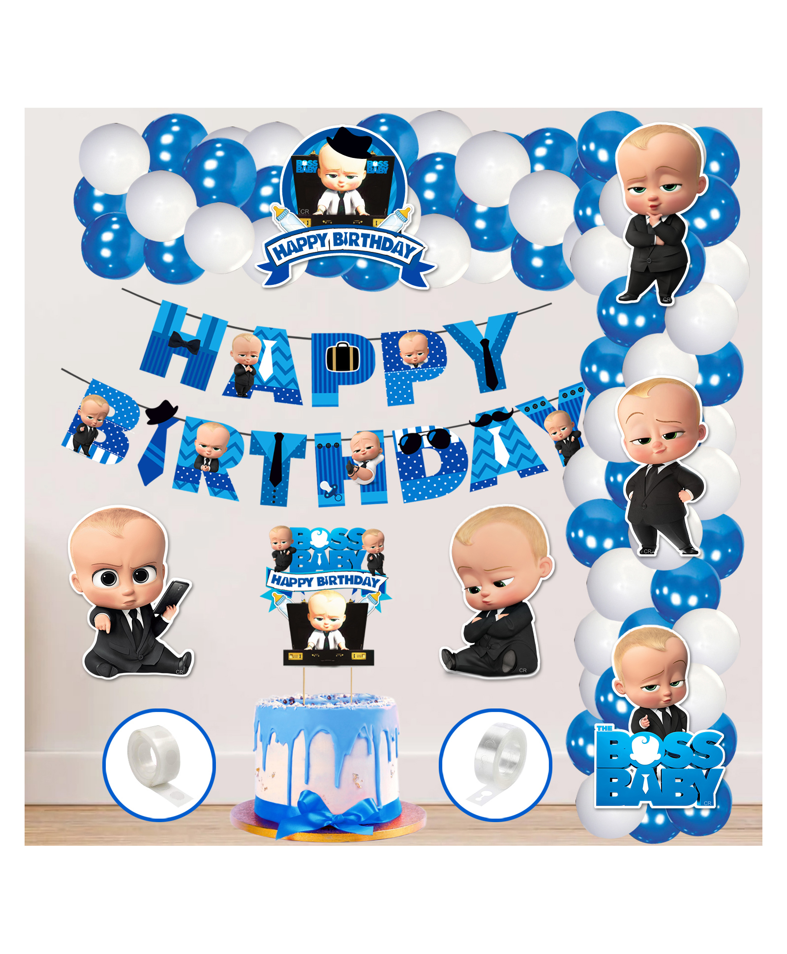 Zyozi Boss Baby Balloon arc decoration  Boss Baby Theme Birthday Blue - Pack of 60-image-1