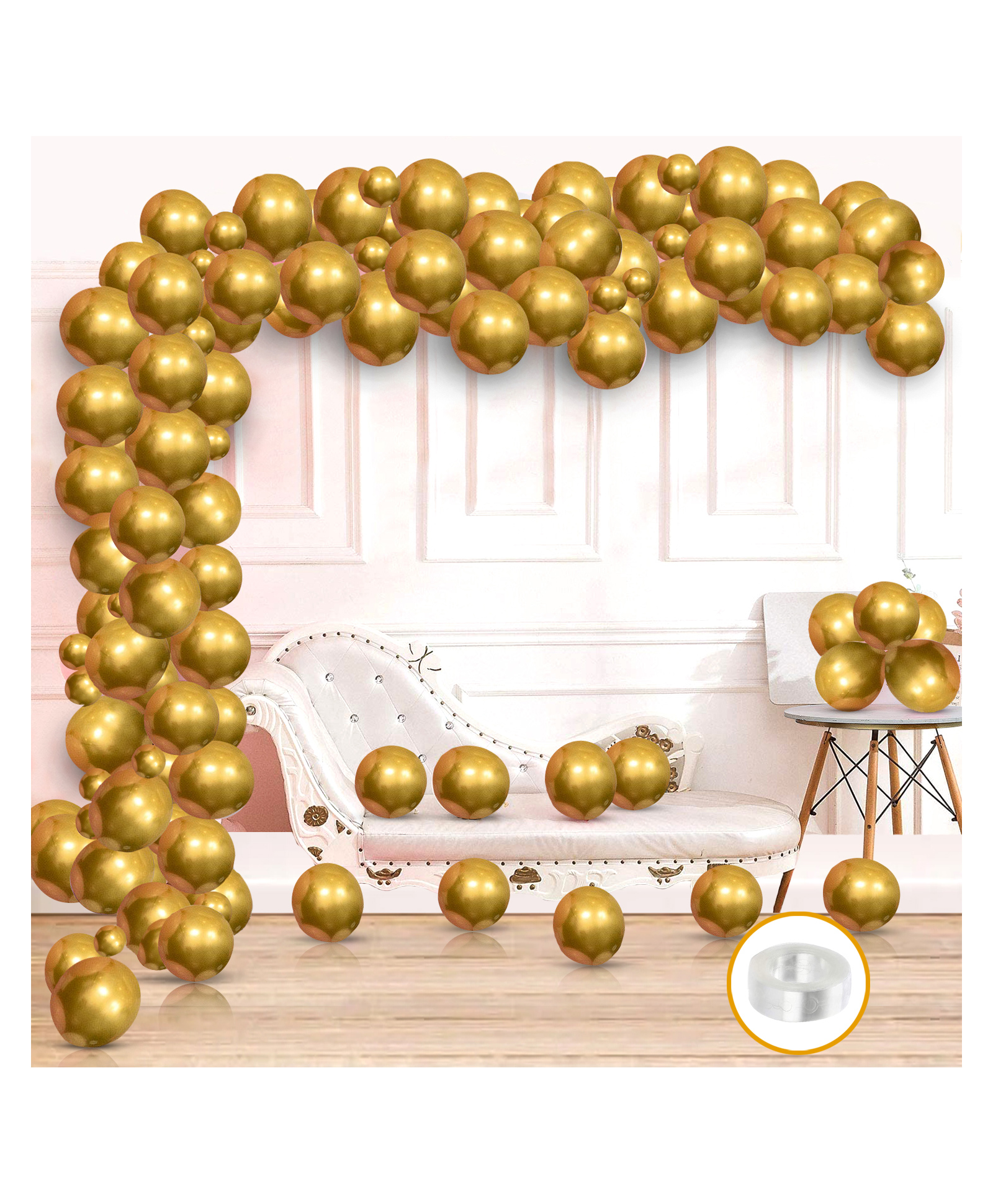 Zyozi Mettalic Balloon Garland Arch Kit 10 inch Party Balloons for Boys Girls Birthday Golden - Pack of 51-image-35
