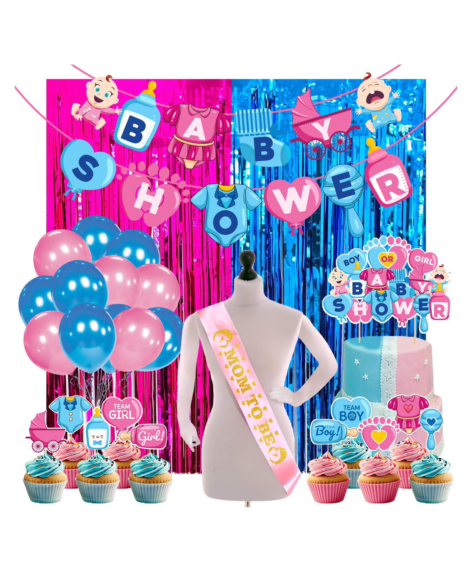 Zyozi Baby Shower Decorations For Baby Shower Theme Party Favors Blue and Pink - Pack of 40-picture-30