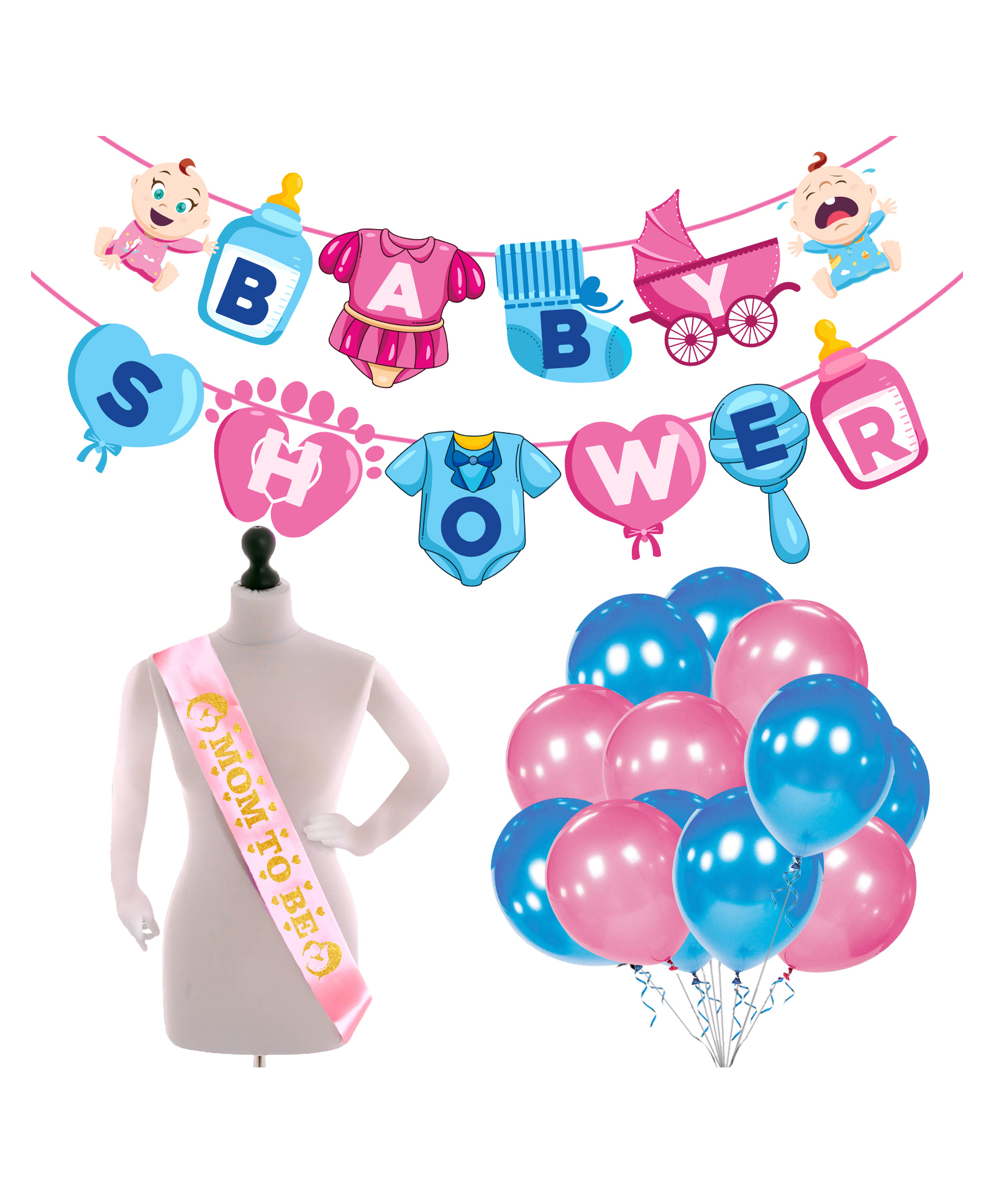 Zyozi Baby Shower Decorations For Baby Shower Theme Party Favors Blue and Pink - Pack of 27-picture-35