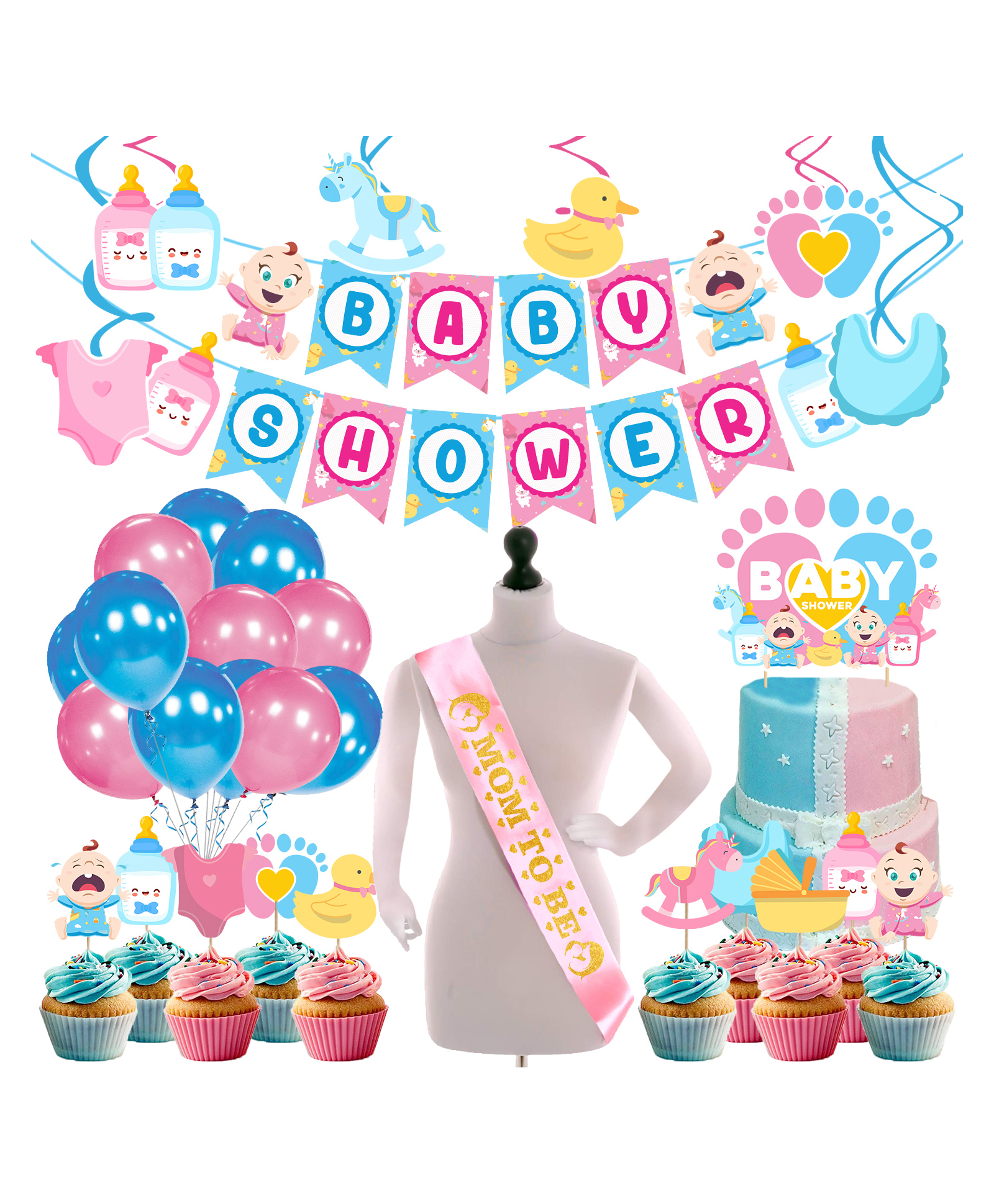 Zyozi Baby Shower Decorations Prop For Baby Shower Theme Party Favors Blue and Pink - Pack of 44-picture-37