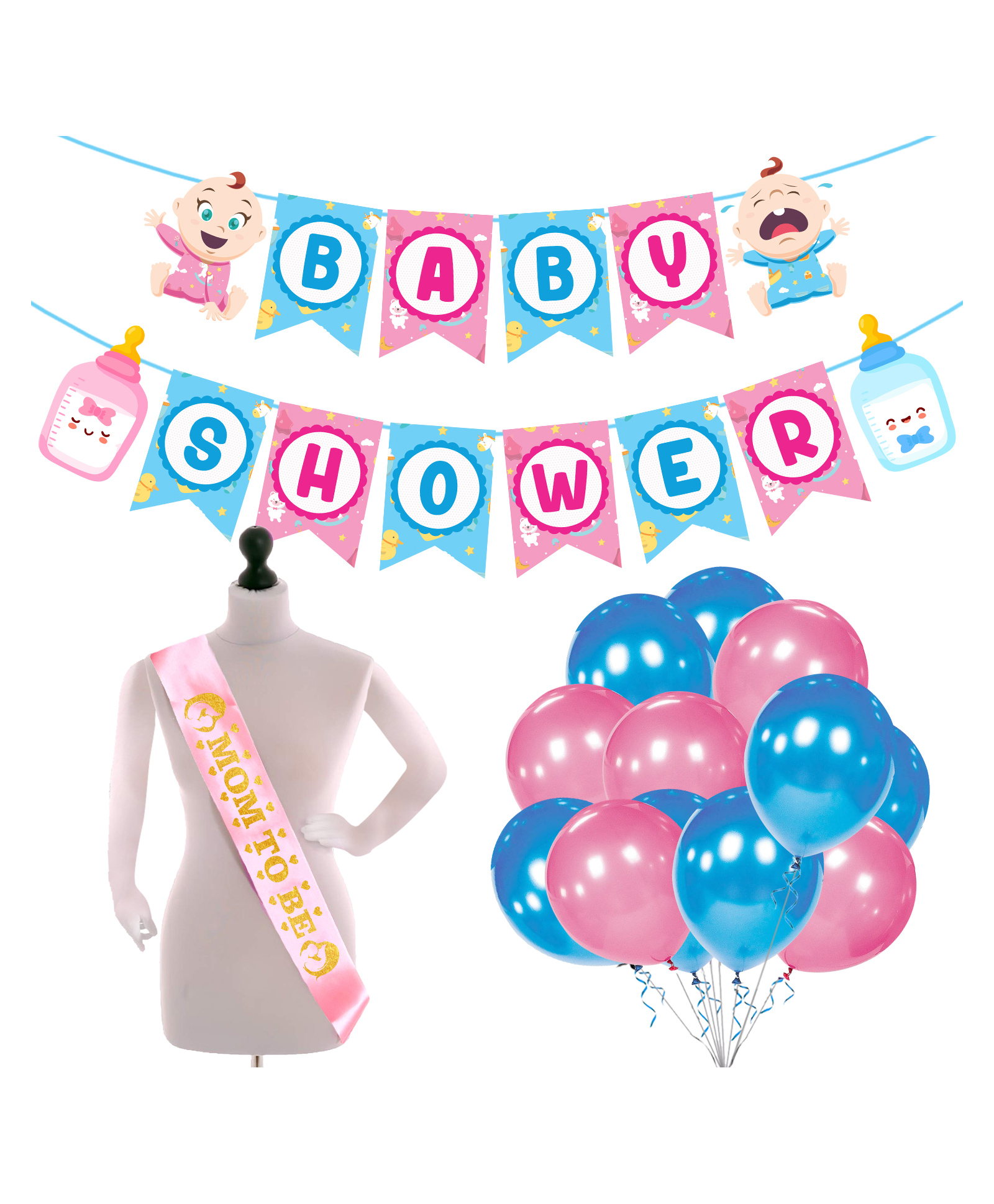 Zyozi Baby Shower Decorations Prop For Baby Shower Theme Party Favors Blue and Pink - Pack of 27-picture-38