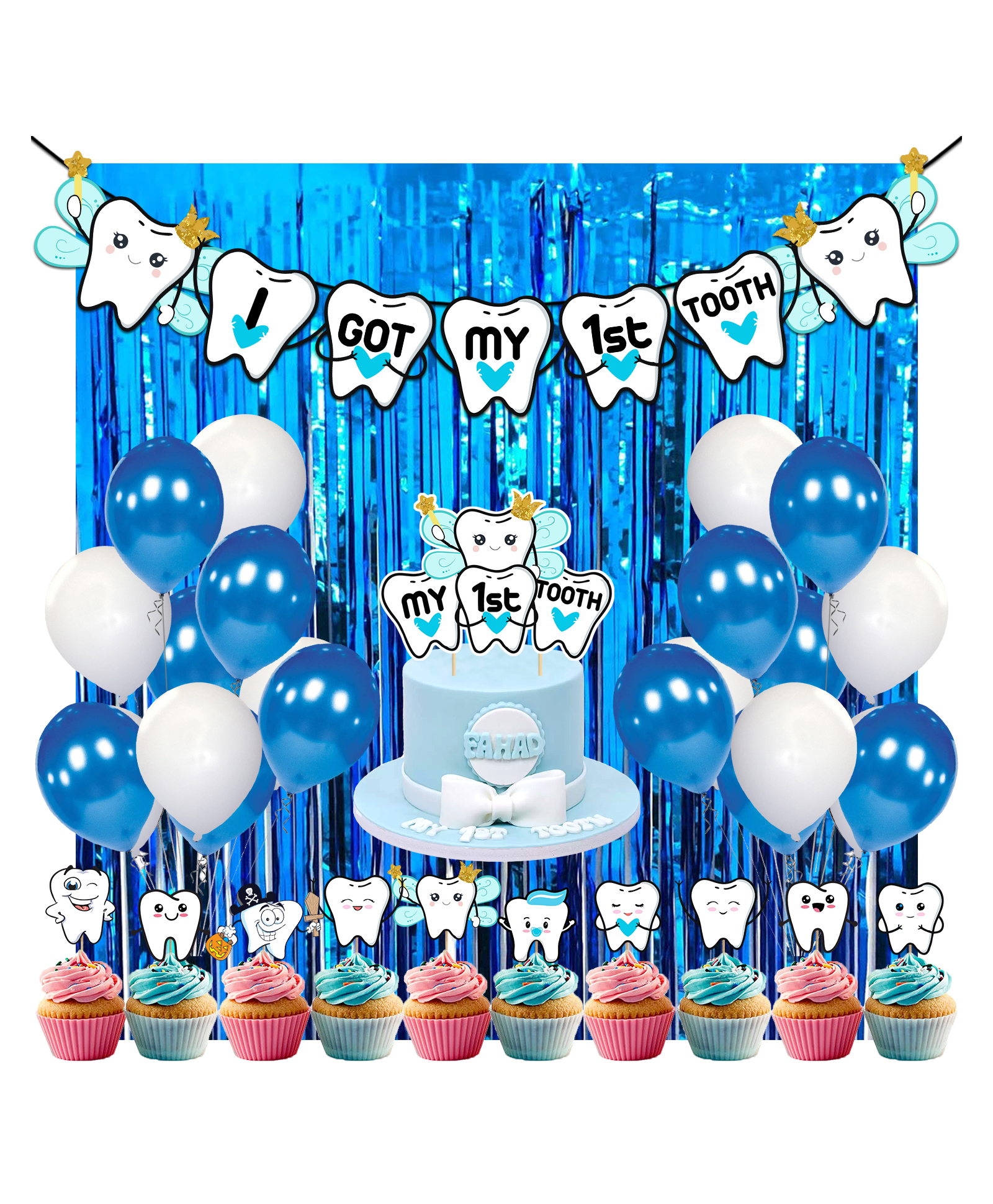 Zyozi Got My First Tooth Decoration First Tooth Decoration Item Blue - Pack of 38-picture-19