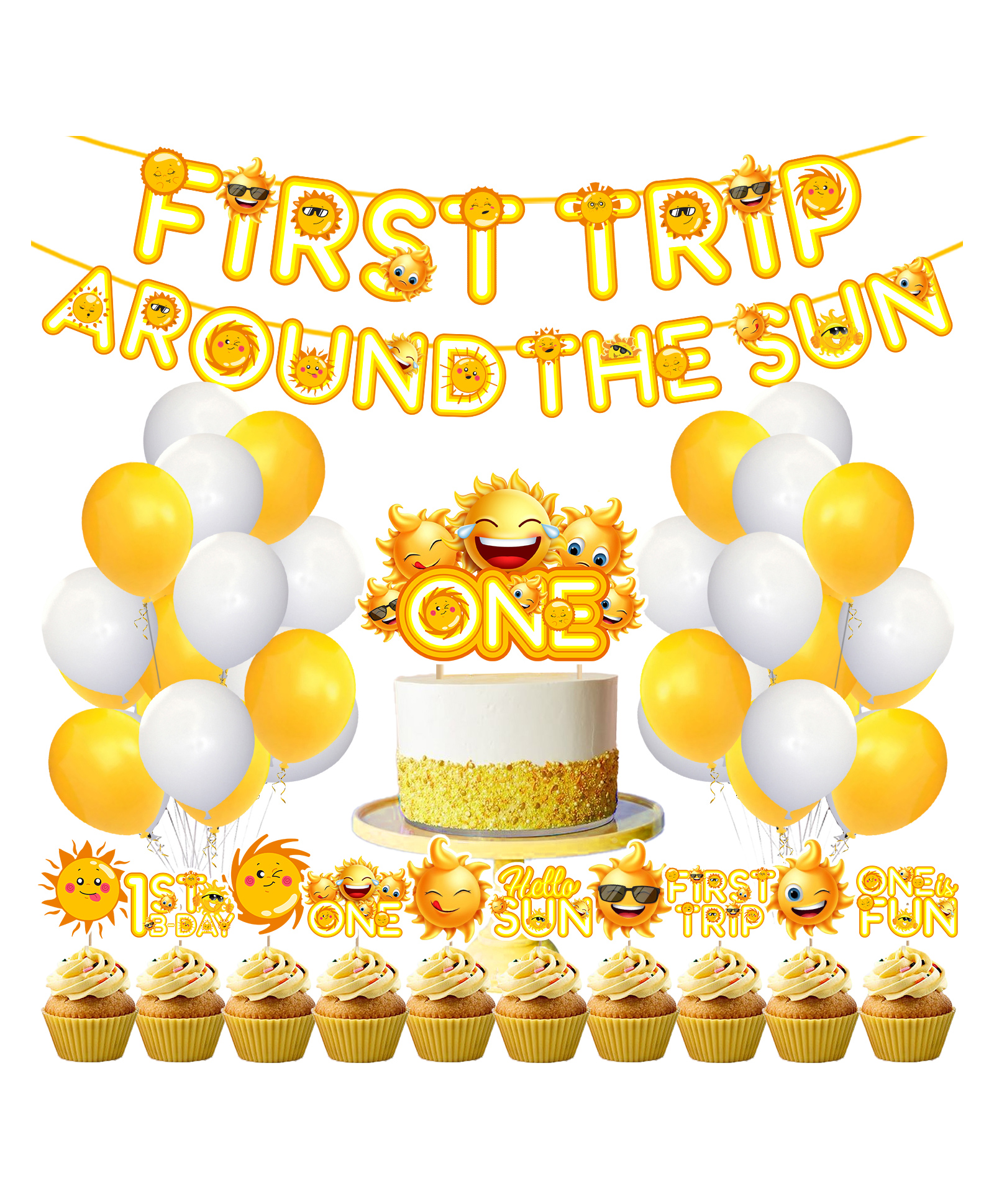 Zyozi You re My Sunshine First Birthday Party Decoration Yellow - Pack of 37-picture-26