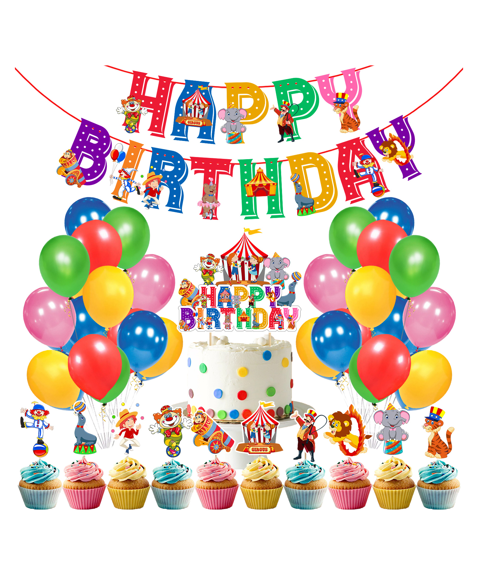 Zyozi Circus Themed Party Decoration Set Multicolor - Pack of 37-picture-25