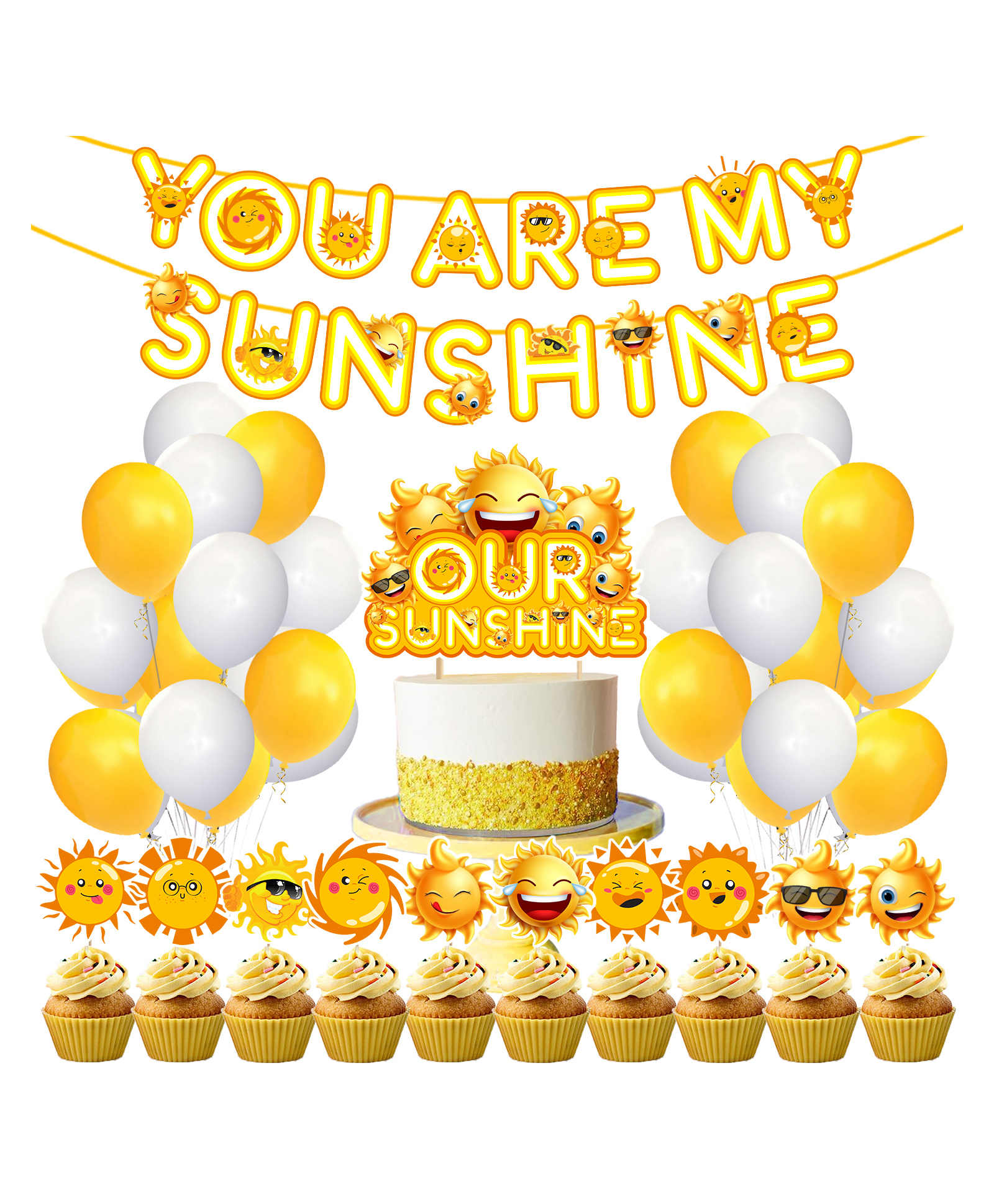 ZyoziSunshine Party Decorations You Are My Sunshine Sign Yellow - Pack of 37-image-36