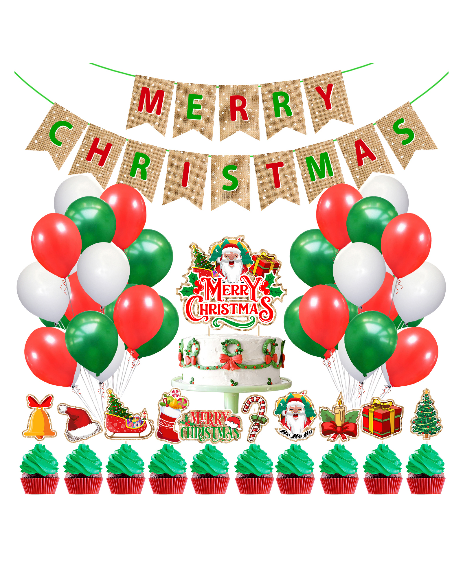 Zyozi Christmas Party Xmas Decorations Green - Pack of 37-picture-39