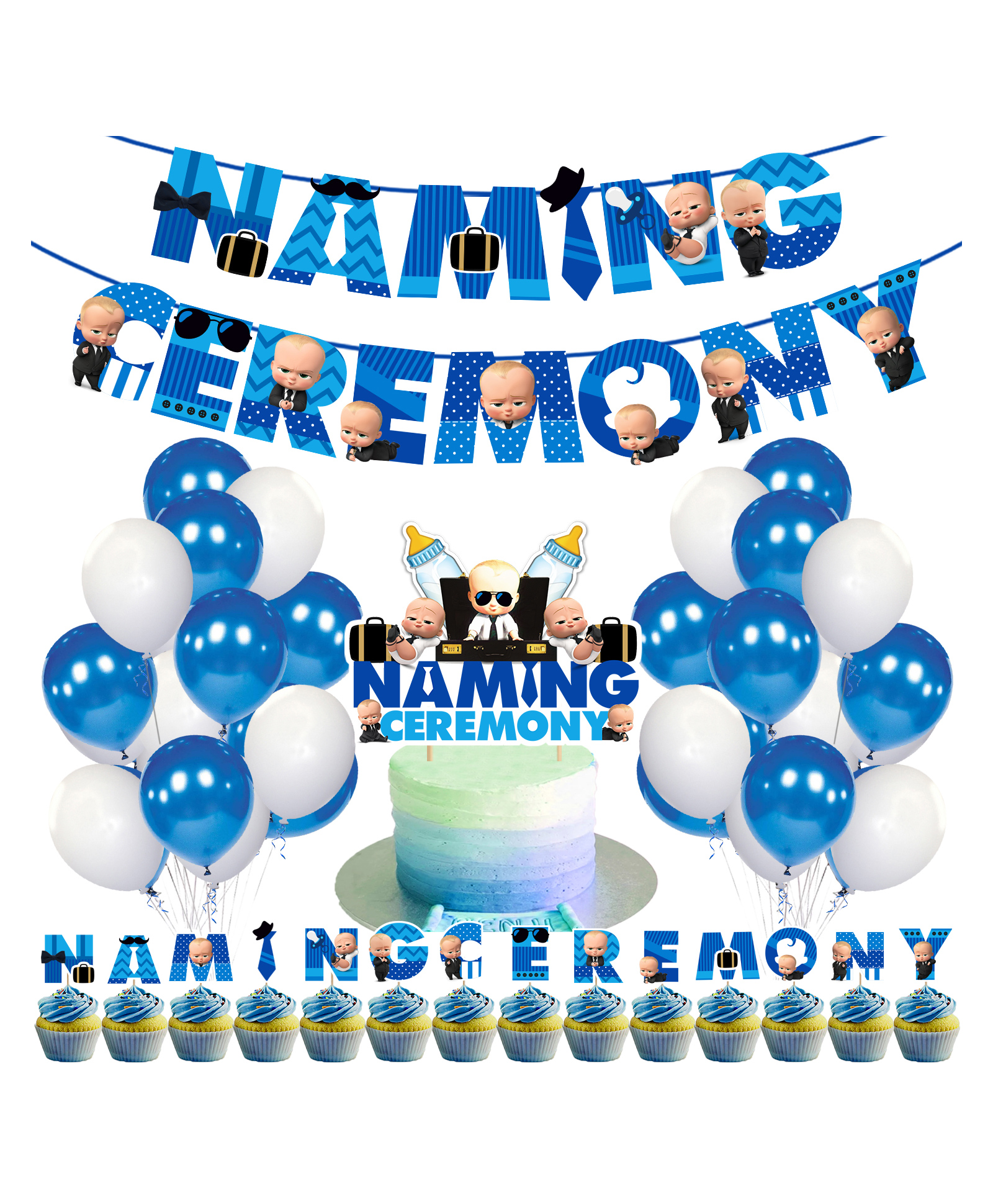 Zyozi Boss Baby Theme Naming Ceremony Decoration Kit Pack of 41 - Multicolour-picture-35