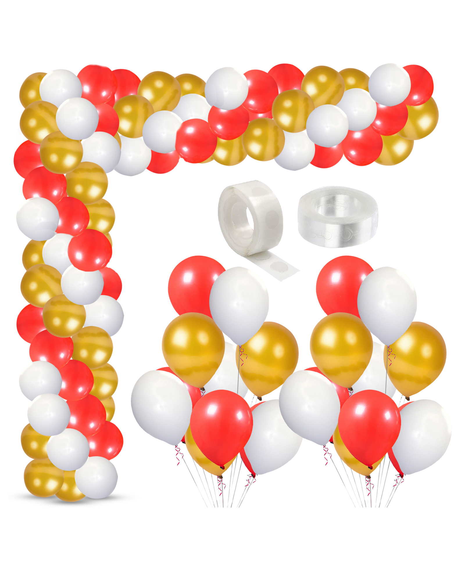 Zyozi Balloon Garland Arch Kit Gold White and Red Metallic Balloon with Arc and Glue Dot for Birthday Decoration - Pack of 77-picture-40