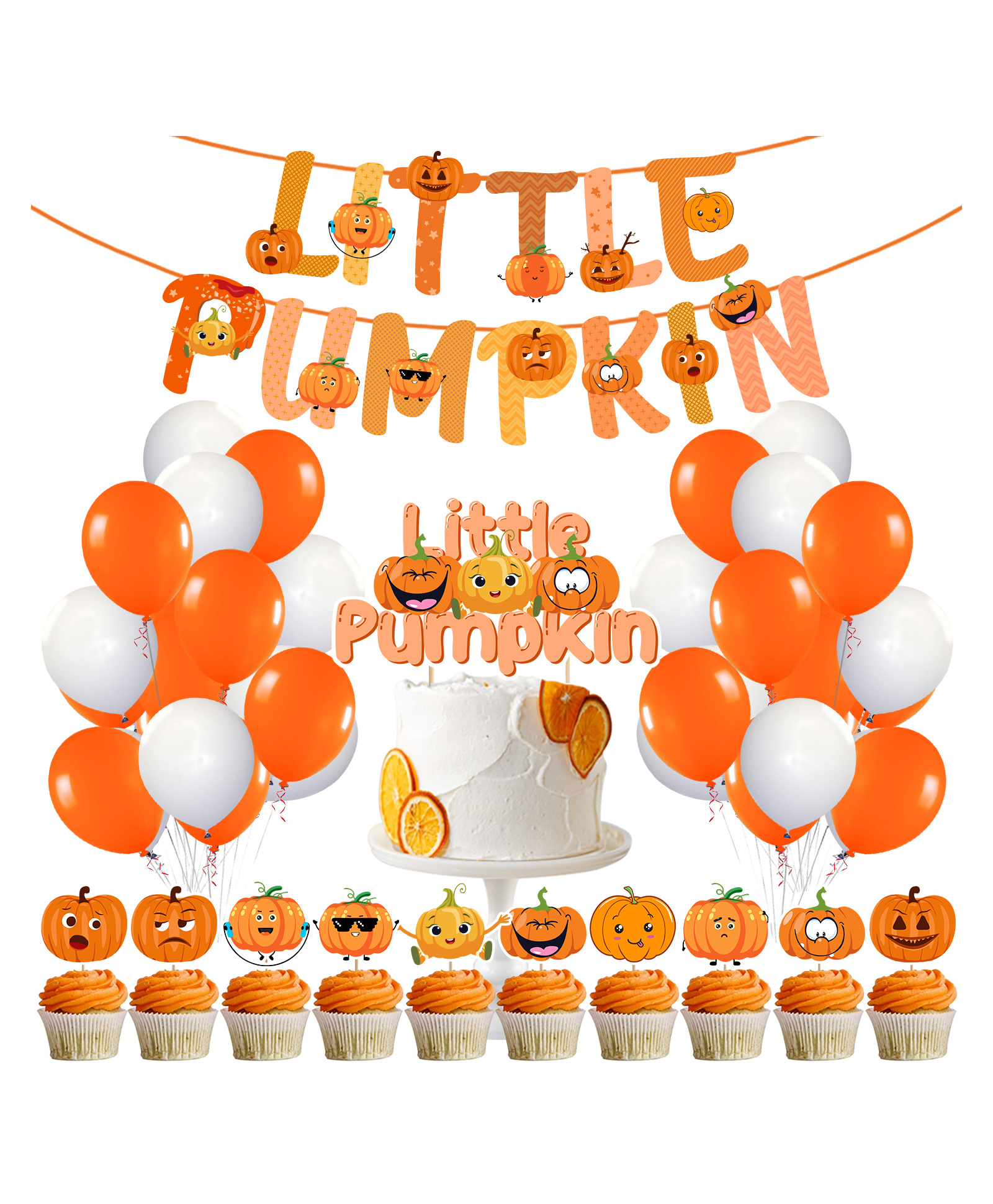 Zyozi Little Pumpkin Party Supplies Decoration Kit Orange - Pack of 37-image-13