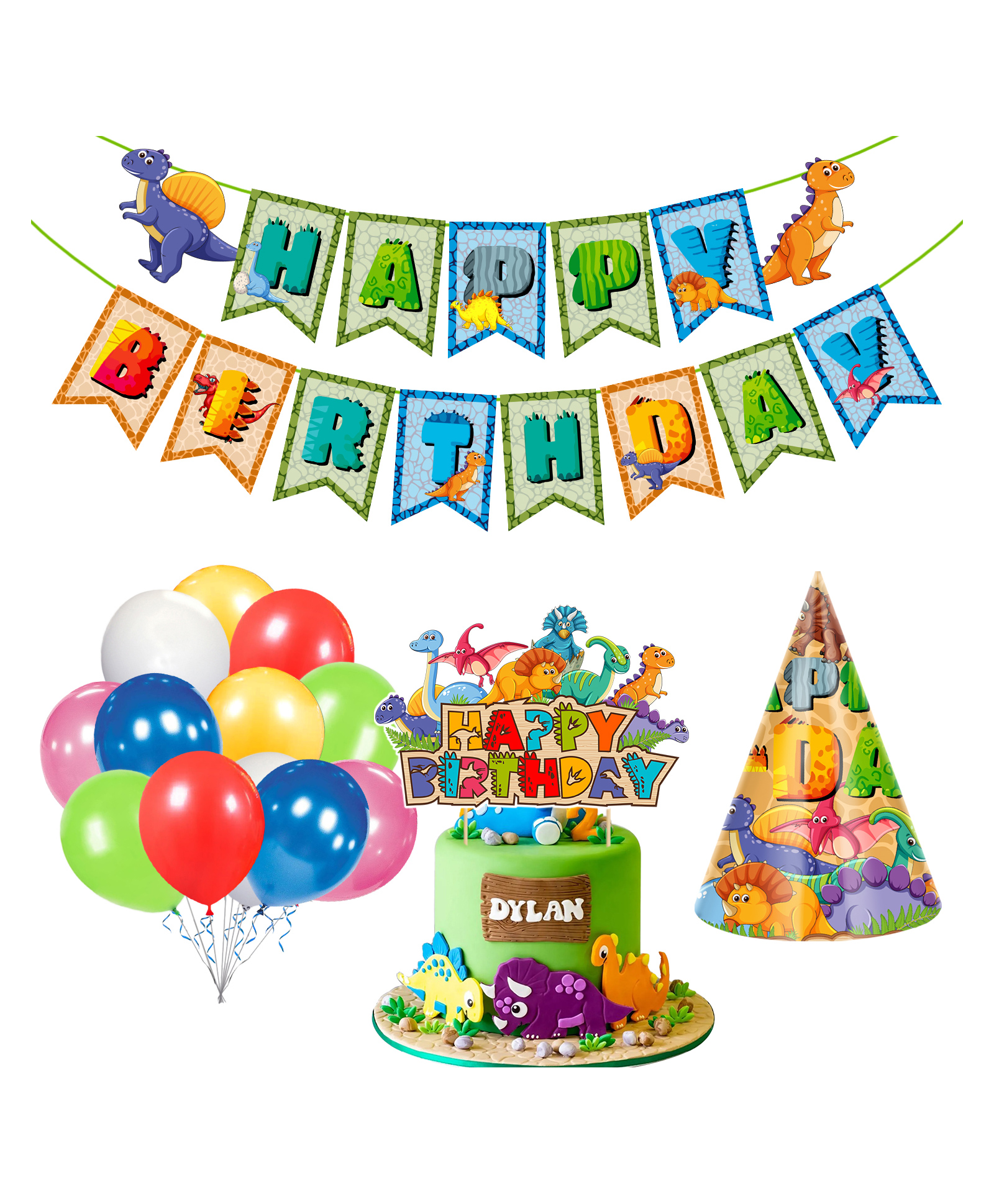 Zyozi Dinosaur Birthday Party Supplies Dinosaur Party Supplies Set Multi Colour - Pack of 28-picture-14