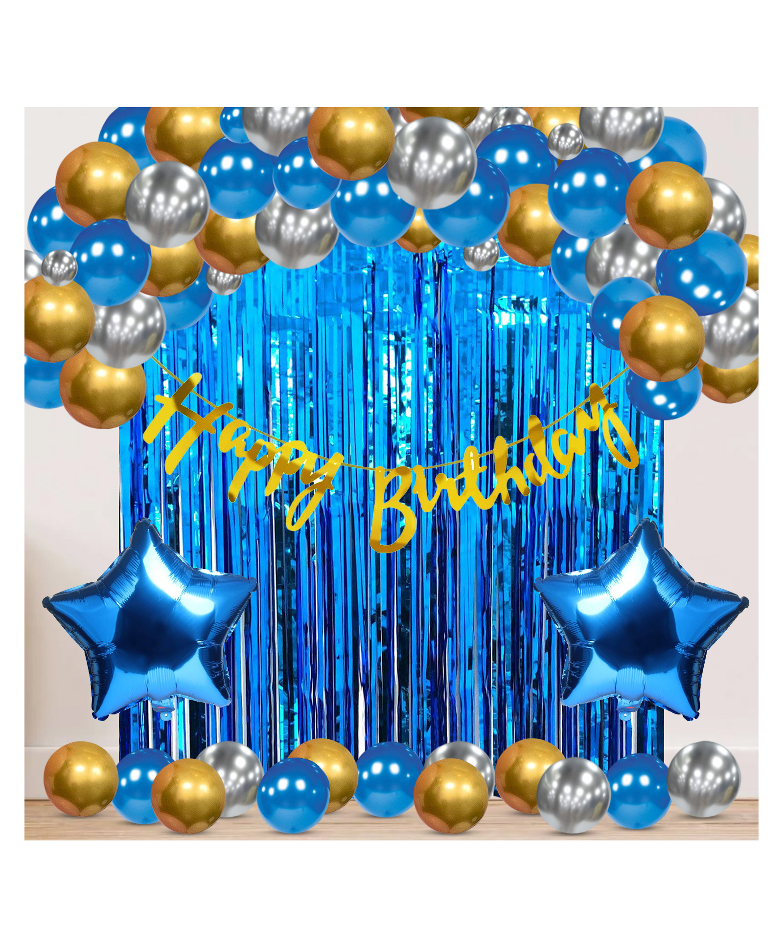 Zyozi Birthday Decoration Kit  Pack of 41 - Blue and Gold-picture-15