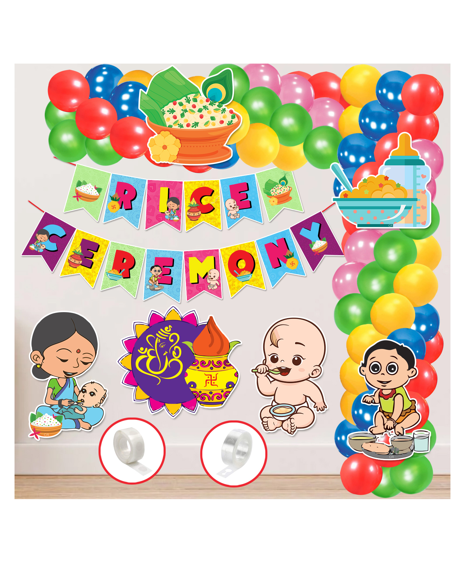 Zyozi  Annaprashan Decoration Items Rice Ceremony Decorations Items Baby Photoshoot Props Multicolour - Pack of 59-picture-13