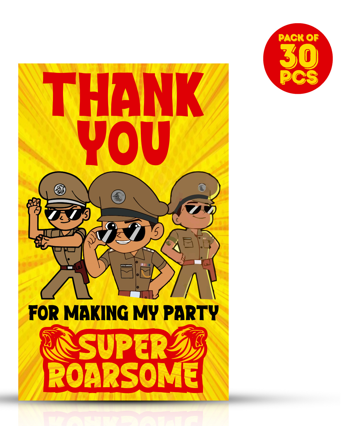 Zyozi Little Singham Theme Thank You for Making My Party Super Roarsome Tags for Birthday Yellow - Pack of 30