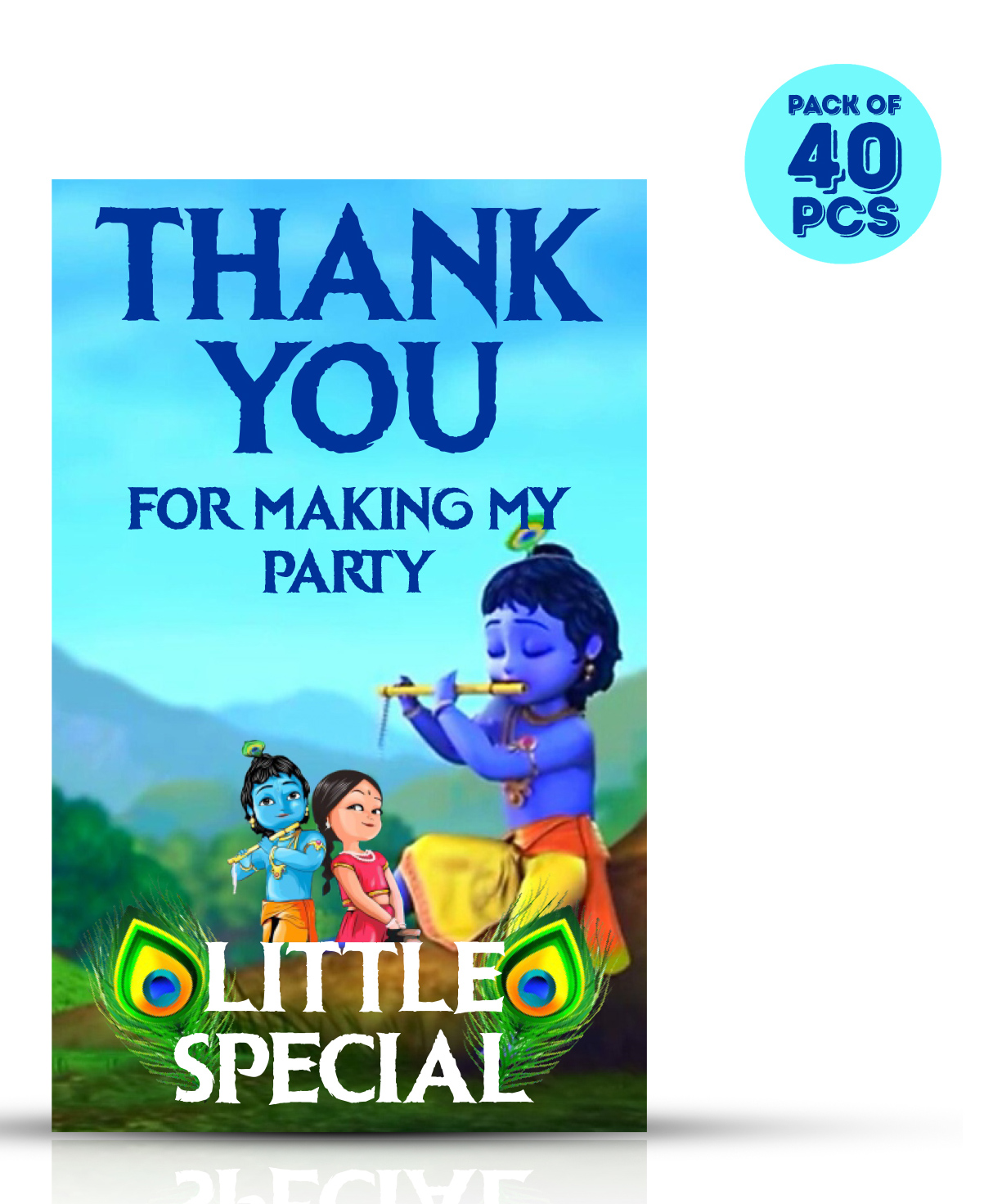 Zyozi Little Krishna Theme Thank You for Making My Party Little Special Tags for Birthday Blue - Pack of 40