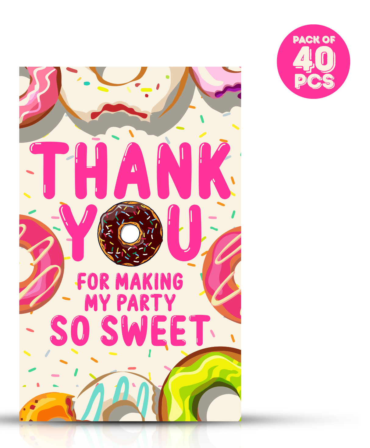 Zyozi Donut theme Thank You for Making Party So Sweet Tags for Birthday Multi Colour - Pack of 40-picture-23
