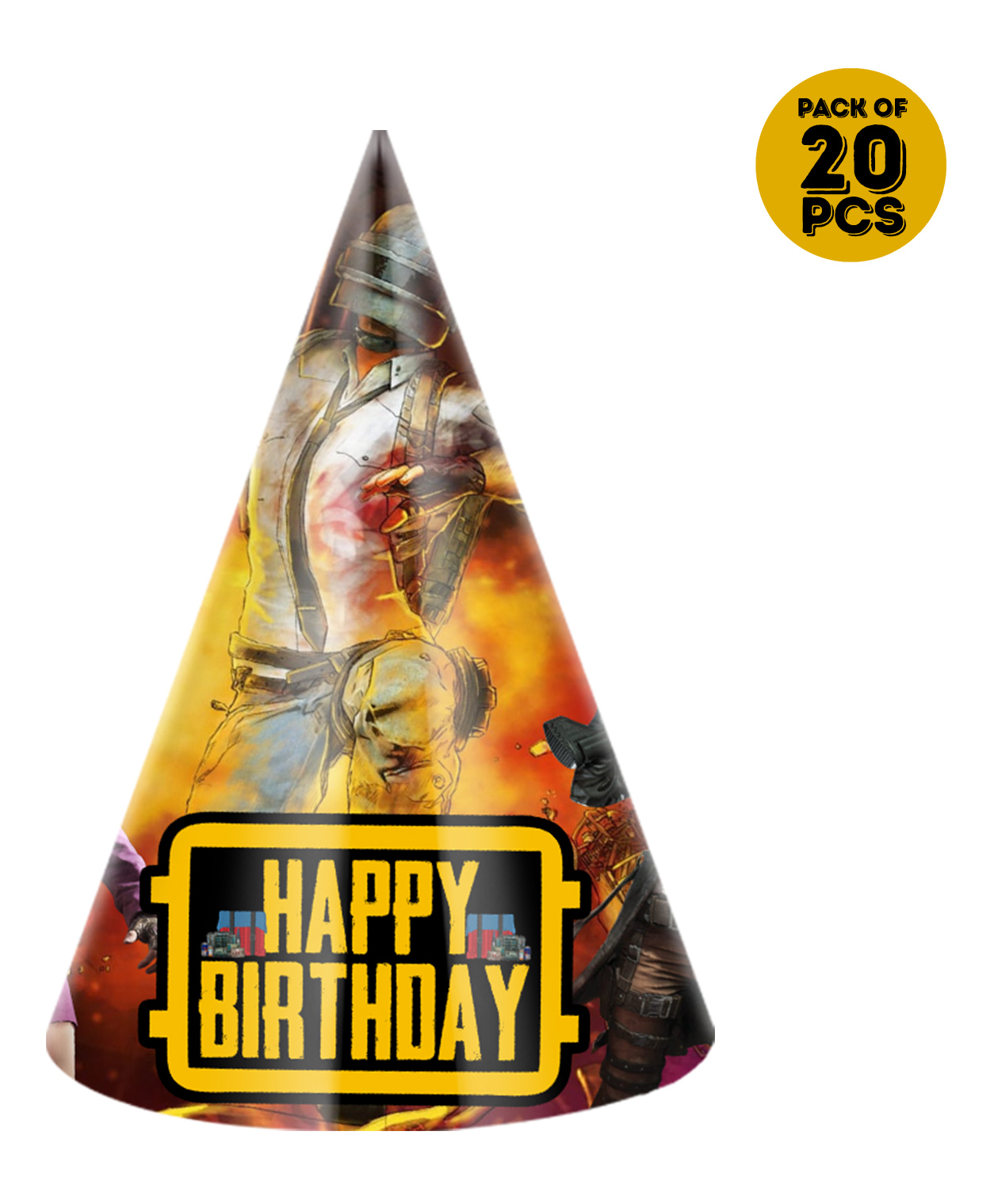 Zyozi Pubg Theme Birthday Party Hats Happy Birthday Cone Party Hats for Kids Multi Colour - Pack of 20-image-41