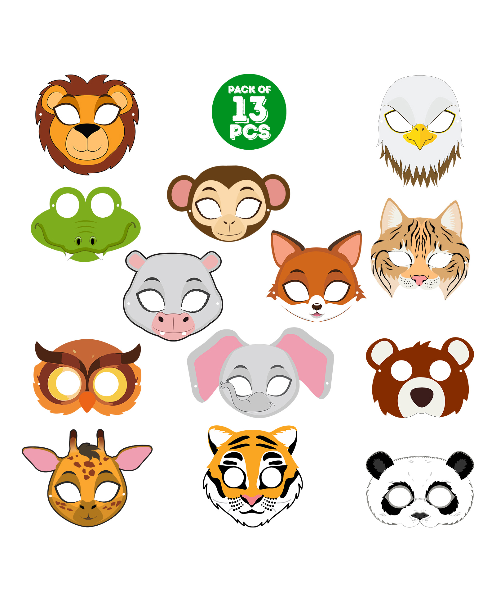Zyozi Animal Masks Animal Happy Birthday Party Decoration Animal Eye mask for Kids Multi Colour - Pack of 13-image-46