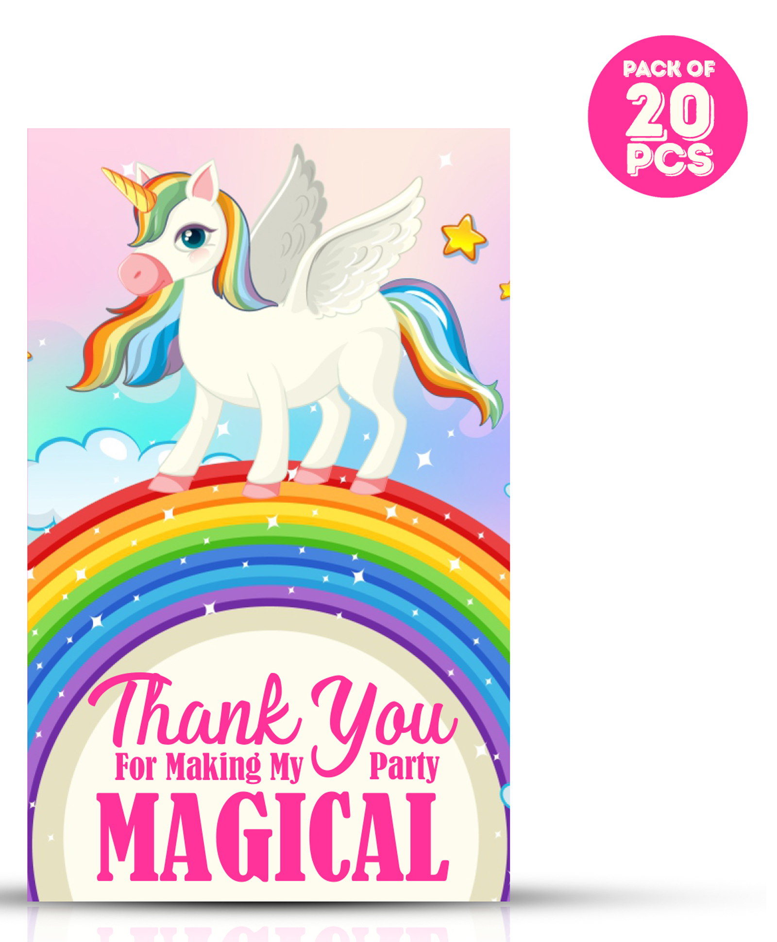 Zyozi Unicorn Thank You for Making My Party Magical Tags for Birthday - Pack of 20