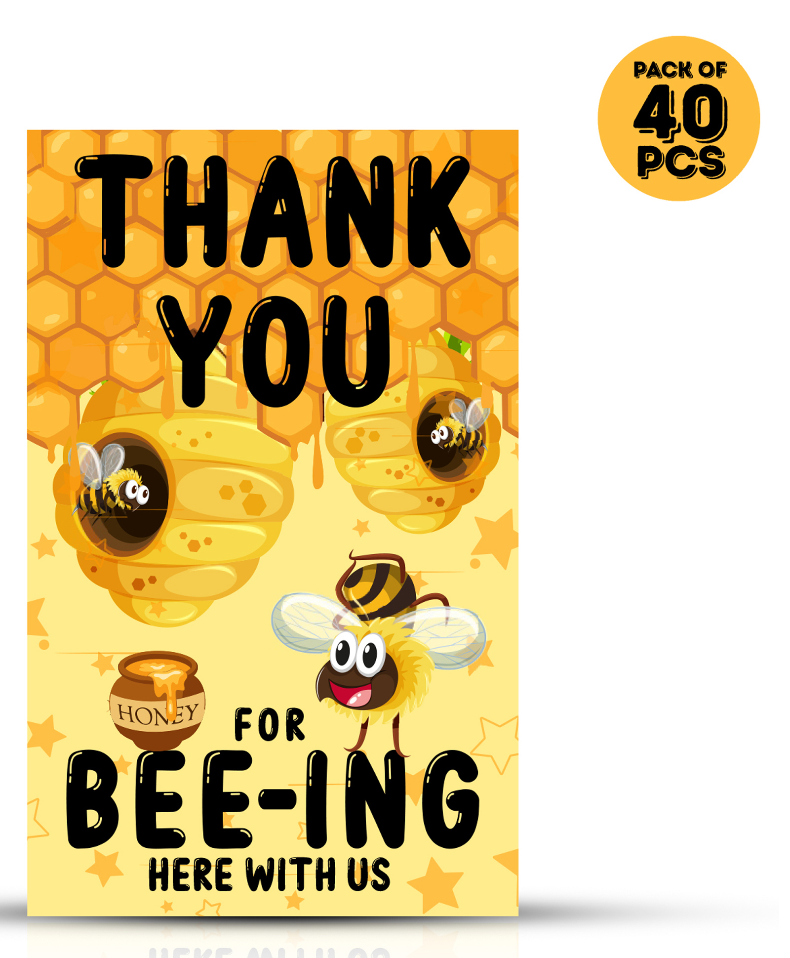 Zyozi Honey Bee Thank You for Beeing Here With Us Tags for Birthday - Pack of 40