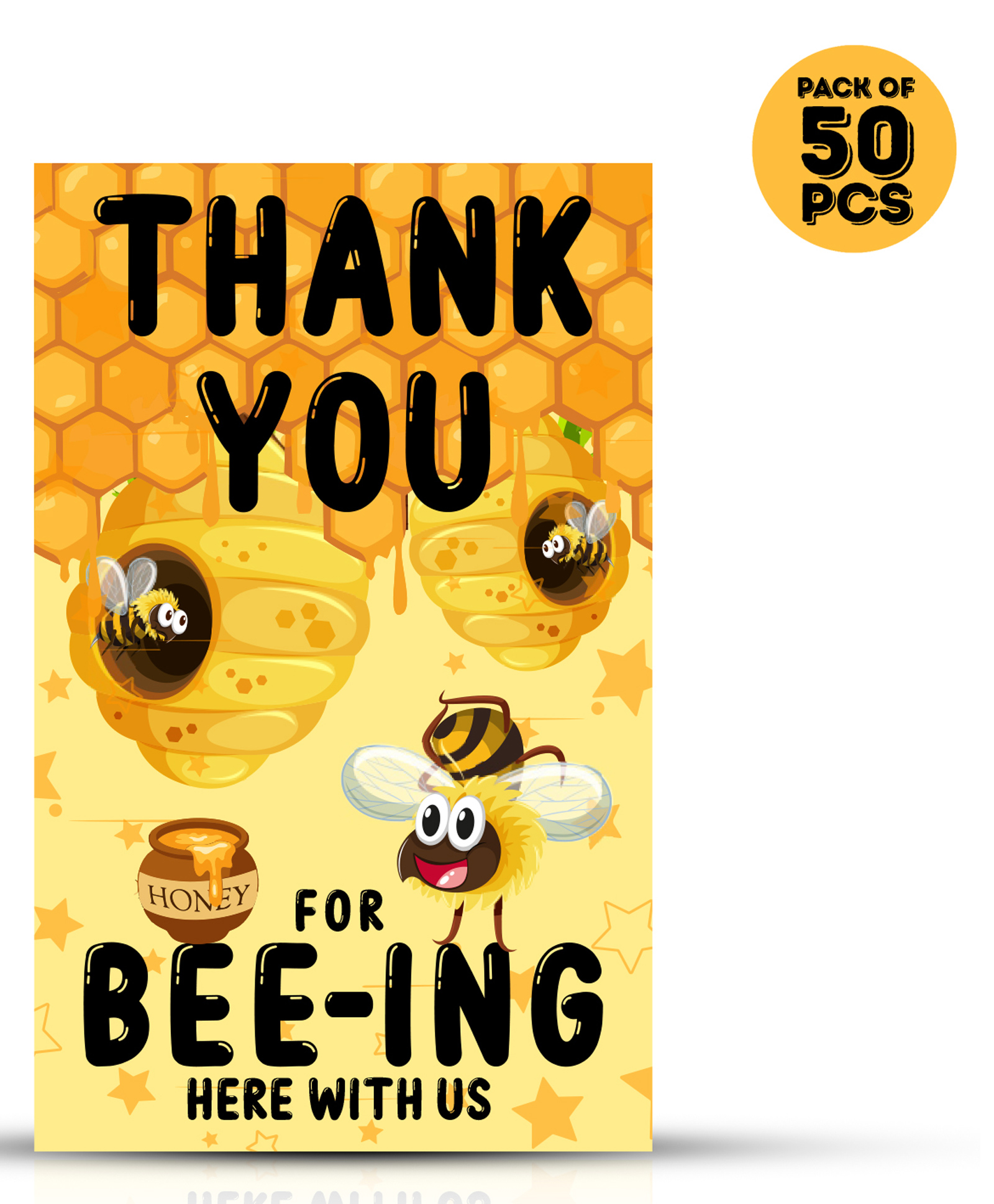 Zyozi Honey Bee Thank You for Beeing Here With Us Tags for Birthday - Pack of 50