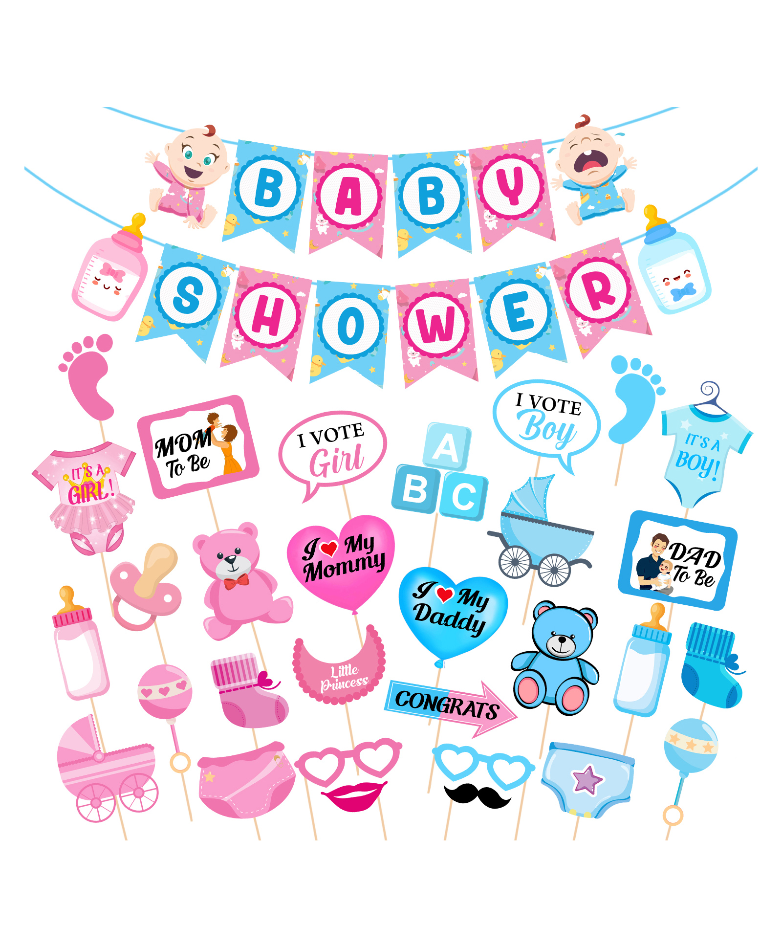 Zyozi Baby Shower Decoration Blue Pink - Pack of 31-image-33