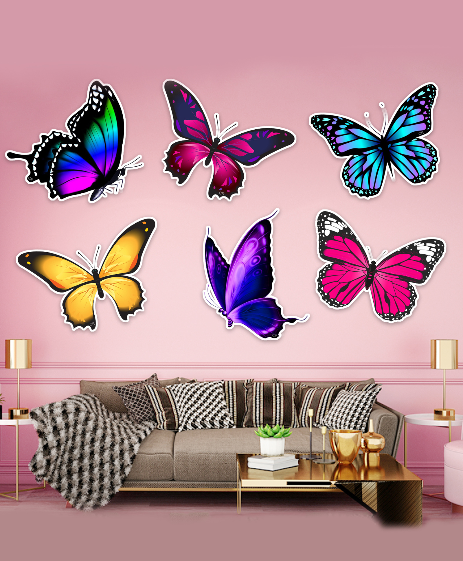 Zyozi Butterfly Theme Birthday Cardstock Cutout with Glue Dot for Kids Theme Multi Colour - Pack of 7-image-16