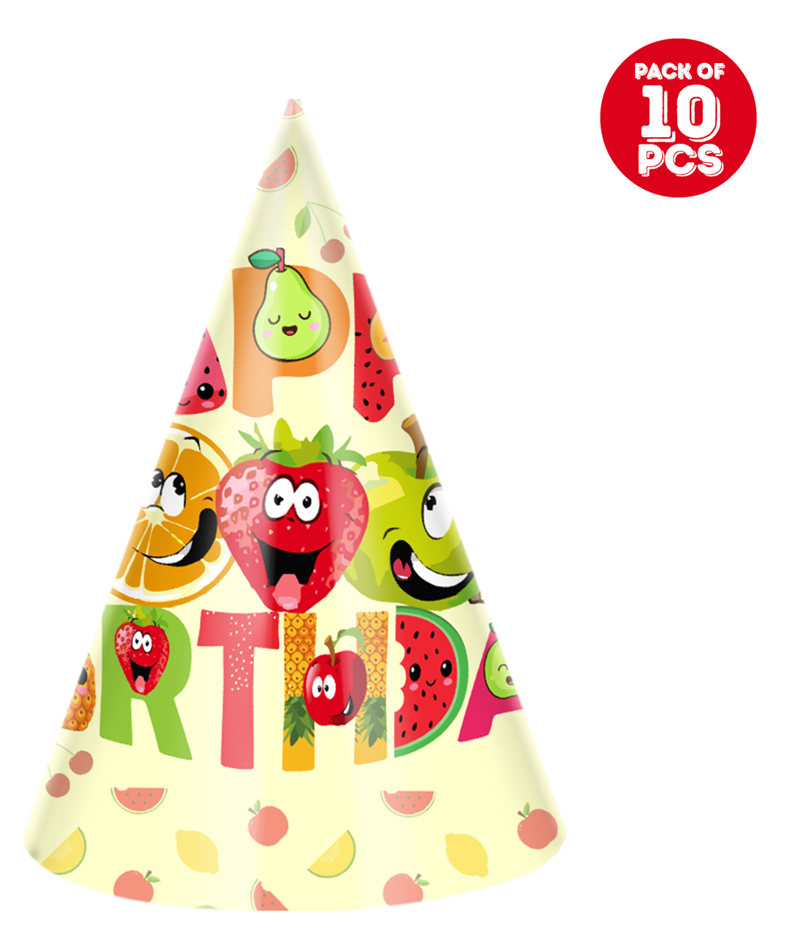 Zyozi Fruit Theme Birthday Party Hats Pack of 10 - Multicolor-image-31