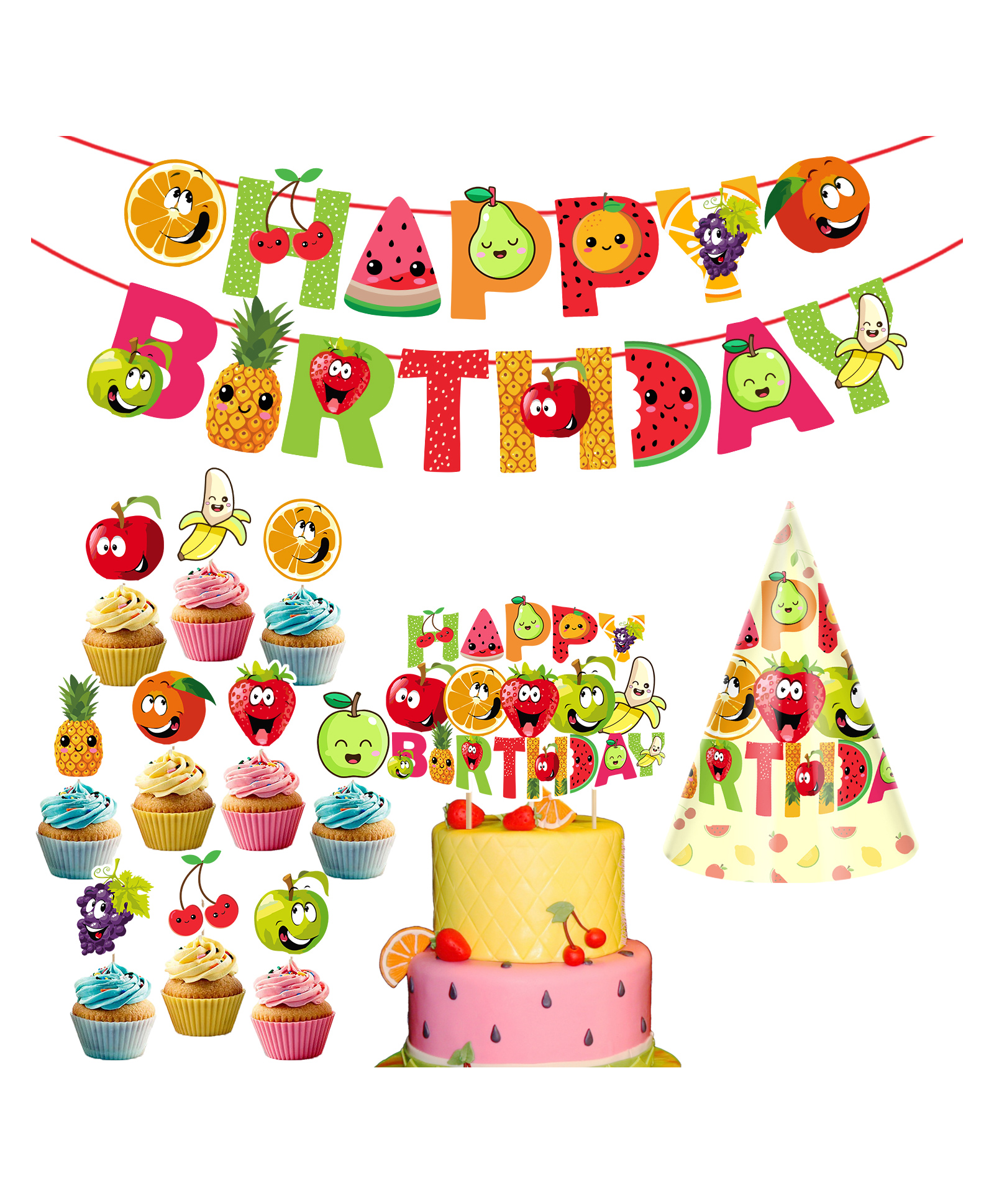 Zyozi Fruit Theme Birthday Party Multicolor - Pack of 13-picture-37