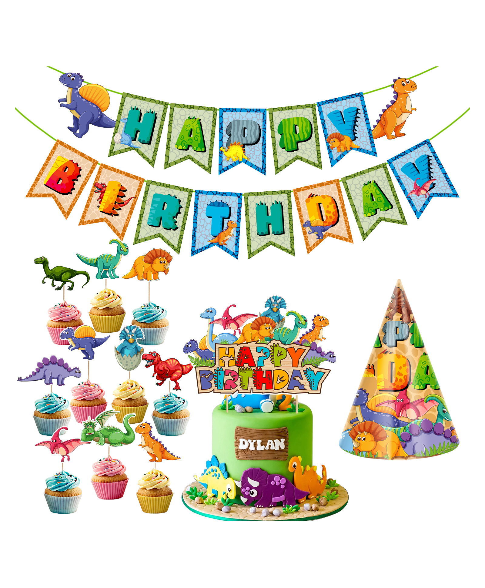 Zyozi Dinosaur Birthday Party Supplies Dinosaur Party Supplies For Boys & Girls Multi Colour - Pack of 13-picture-31