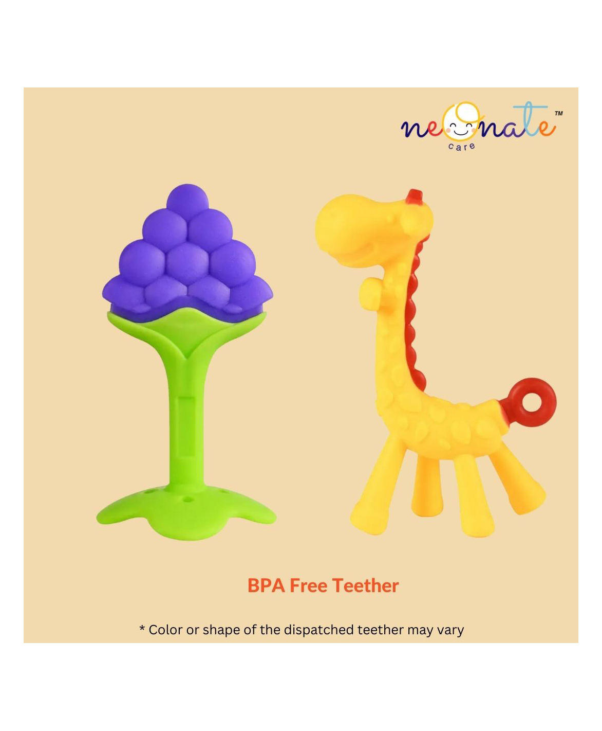 NeonateCare Giraffe Teether and Fruit Teether Baby Teether Set of 2 Soft Silicone Teether (Giraffe Fruit)- Multicolor ( color and design may vary)( Color and design may vary)-image-45
