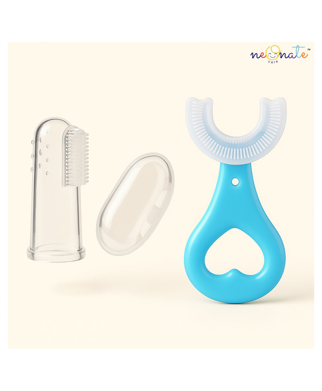 Neonate Care Soft Silicone Finger Toothbrush with U Shape Soft Bristles Brush for Kids Pack Of 2 - Blue ( color and design may vary)-image-10