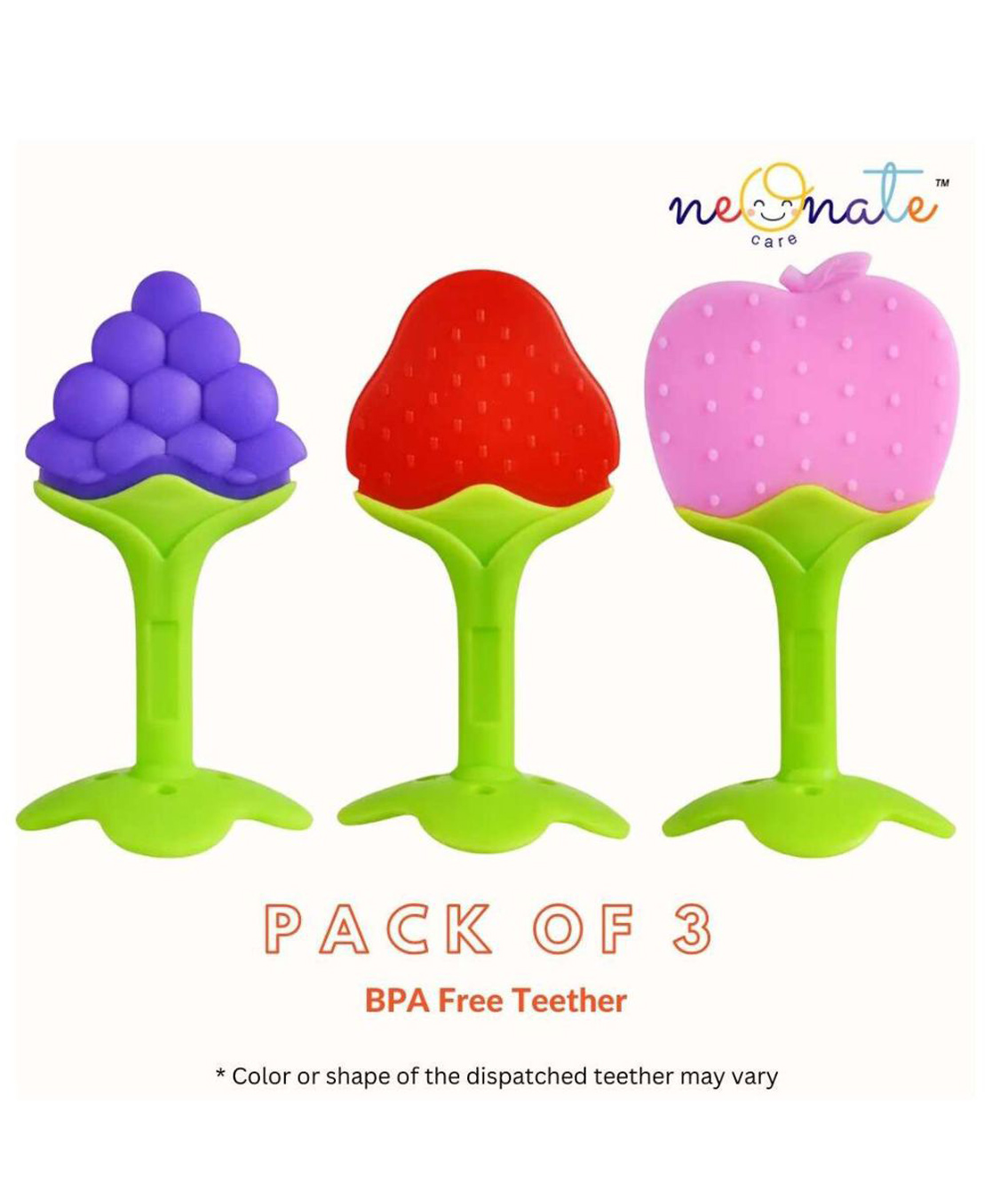 Neonate Care Baby Teether Fruit Shape Set of 3-image-1