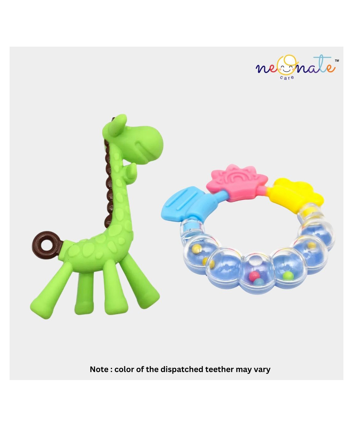 neonatecare Neonate Care Baby Teether Set of 2 , Soft Silicone Giraffe,Ring Giraffe Shape Teether-picture-34