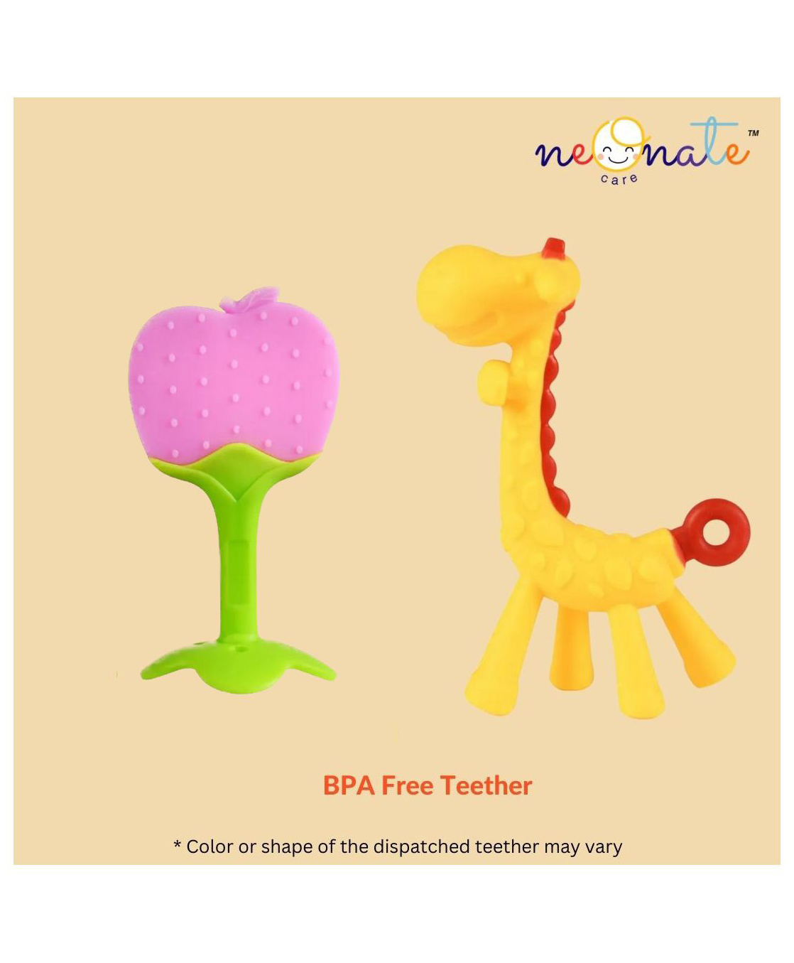 neonatecare Neonate Care Baby Teether Set of 2, , Soft Silicone Fruit Shape,Giraffe Teether-picture-37