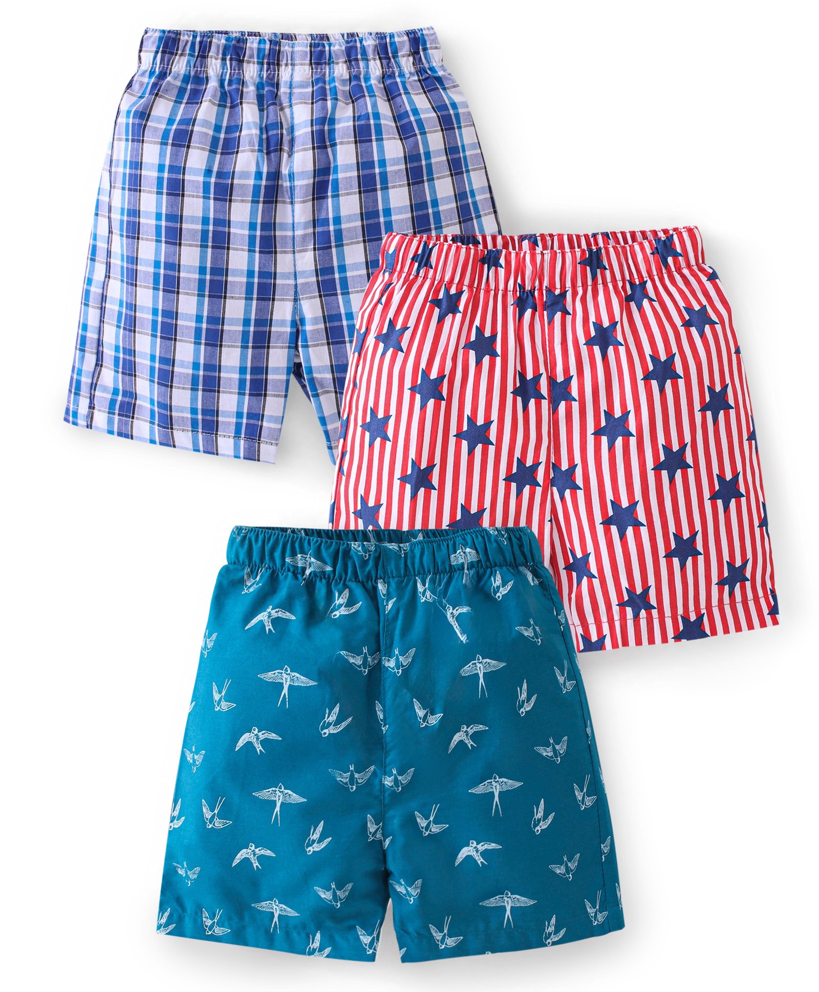 Babyhug Cotton Woven Boxers Checked & Star Print Pack of 3 - Navy Blue & Red-picture-51