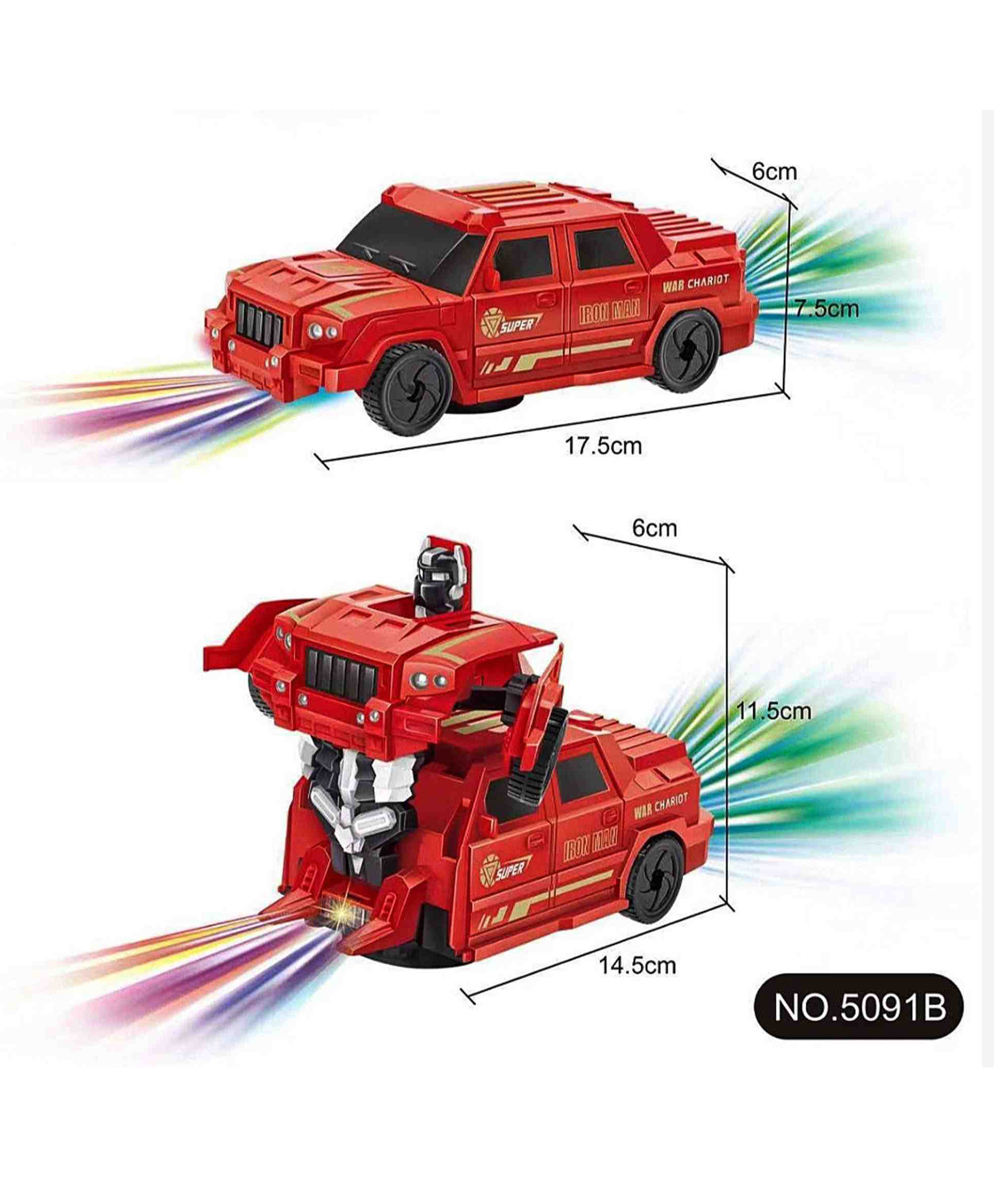 FANTASY INDIA Bump & Go Action 2 in 1 Robot Car Toy with 3D Light and Music Transformer (Color May Vary)-picture-18