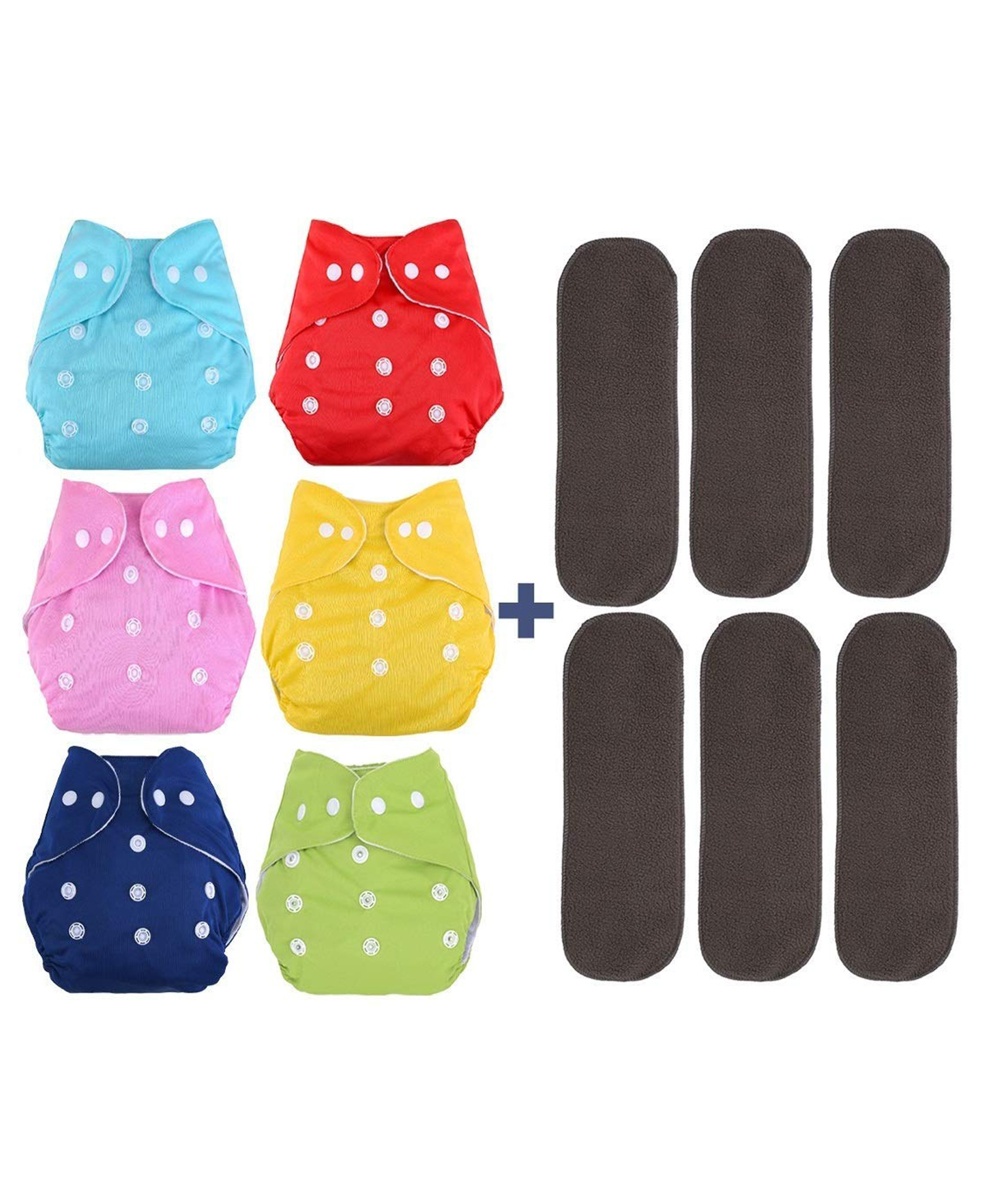 Fantasy India Cloth Diaper Nappies With Wet-Free Inserts for Babies (5 Layer Insert Pad For Cloth Diapers) - Assorted-image-27