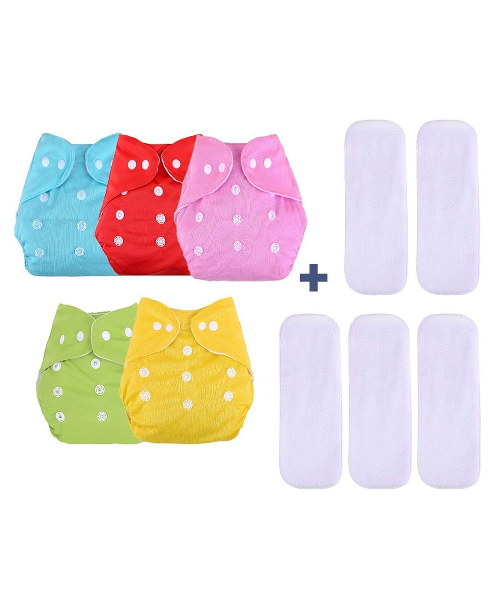 Fantasy India Cloth Diaper Nappies With Wet-Free Inserts for Babies (5 Layer Insert Pad For Cloth Diapers) - Assorted-image-21