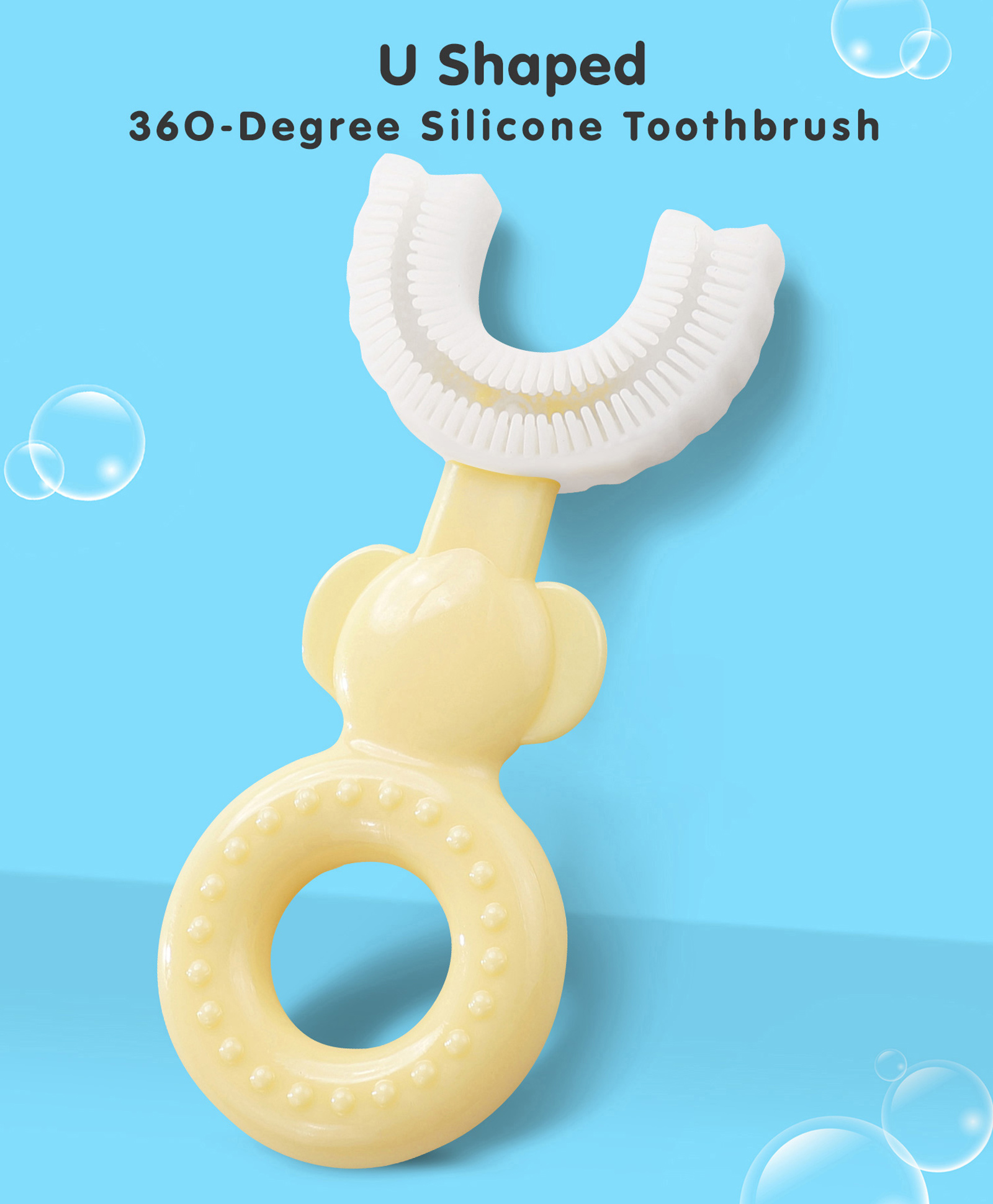 FANTASY INDIA Soft Sillicone U Shaped Head 360 Percent Toothbrush - Yellow-image-18