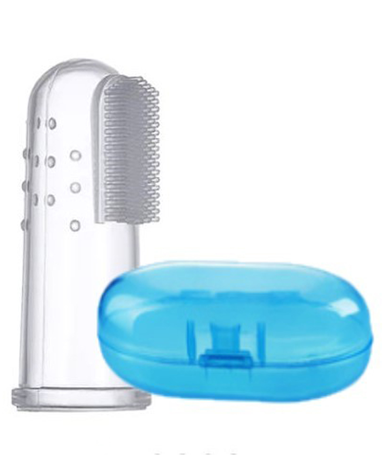 FANTASY INDIA Silicone Finger Tooth Brush with Carry Case- White & Blue-image-40