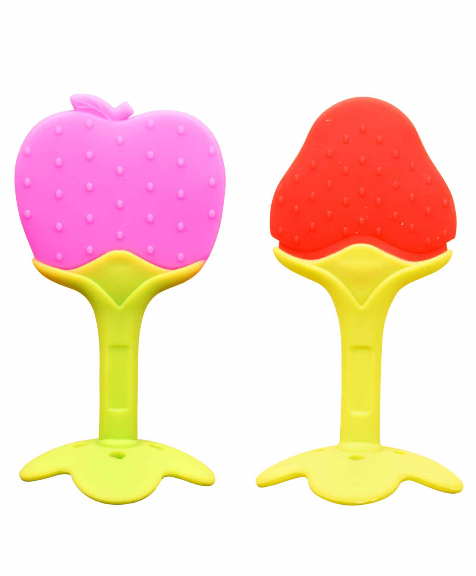 FANTASY INDIA Baby Silicone Teether Apple & Strawberry Pack of 2 - Multicolour-image-0