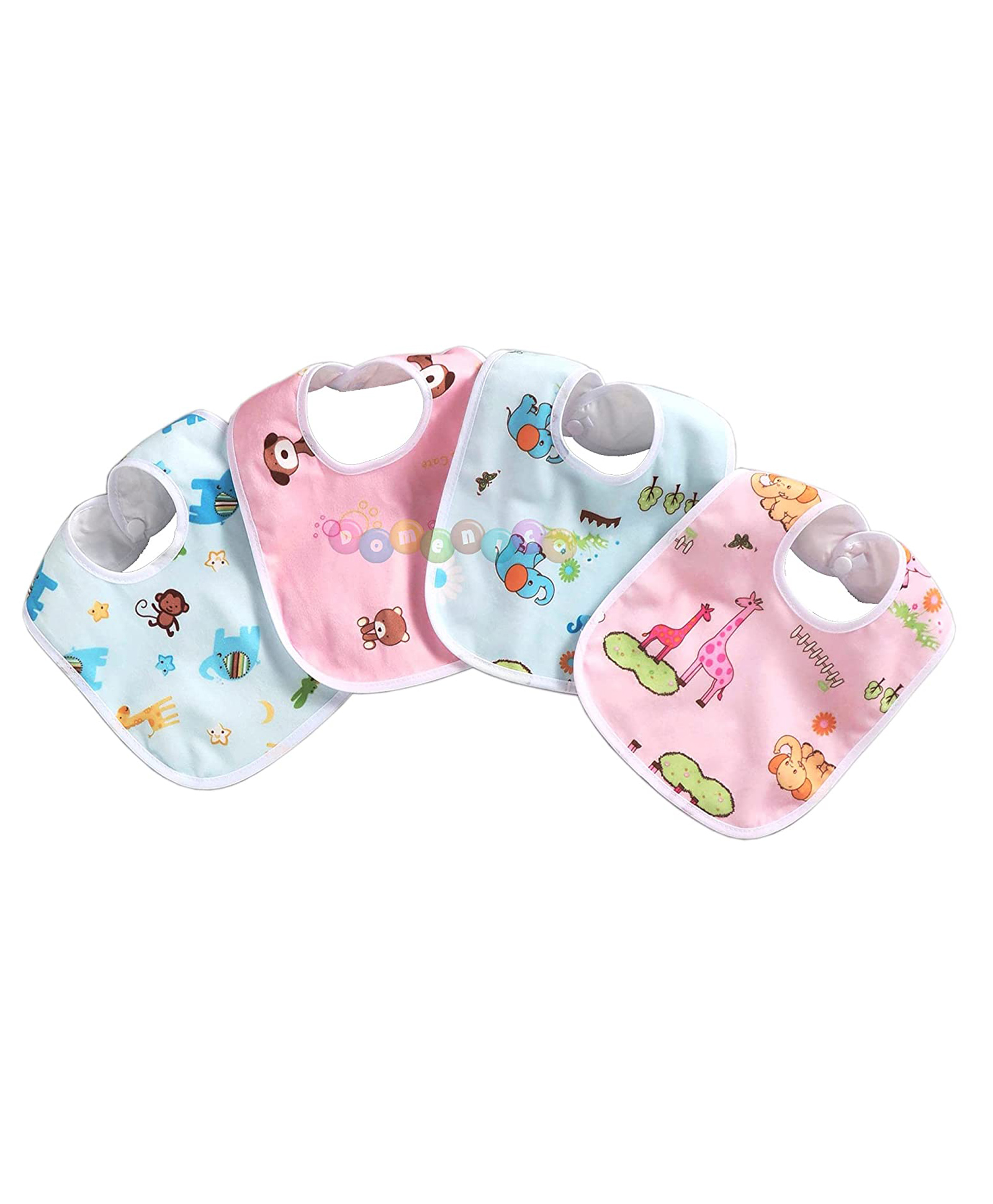 Fantasy India Baby Soft Feeding Bibs Apron Cute Multi Print with Tich Button Waterproof Pack of 4 (Assorted)-image-27