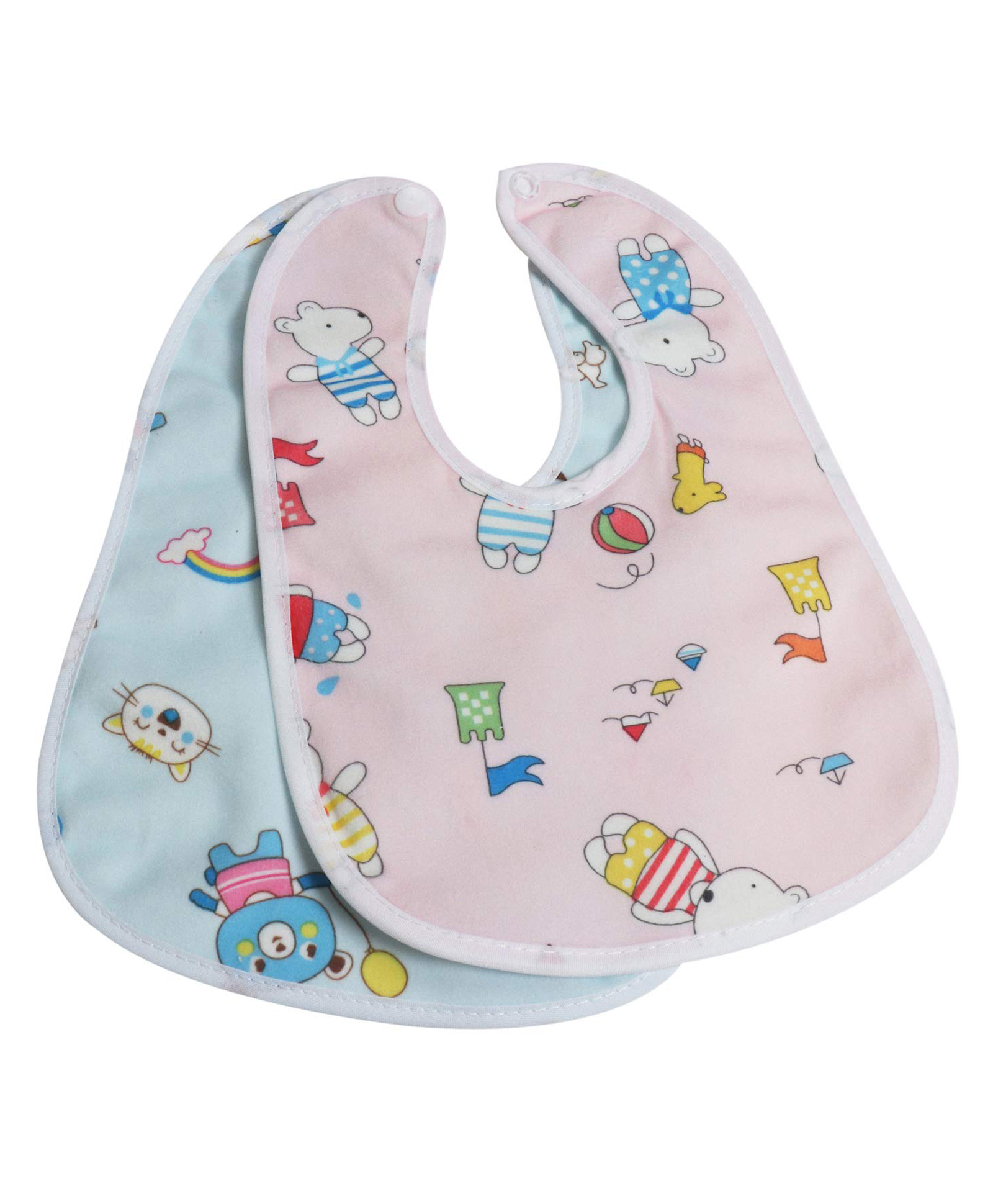 Fantasy India Baby Soft Feeding Bibs Apron Cute Multi Print with Tich Button Waterproof Pack of 2 (Assorted)-image-30